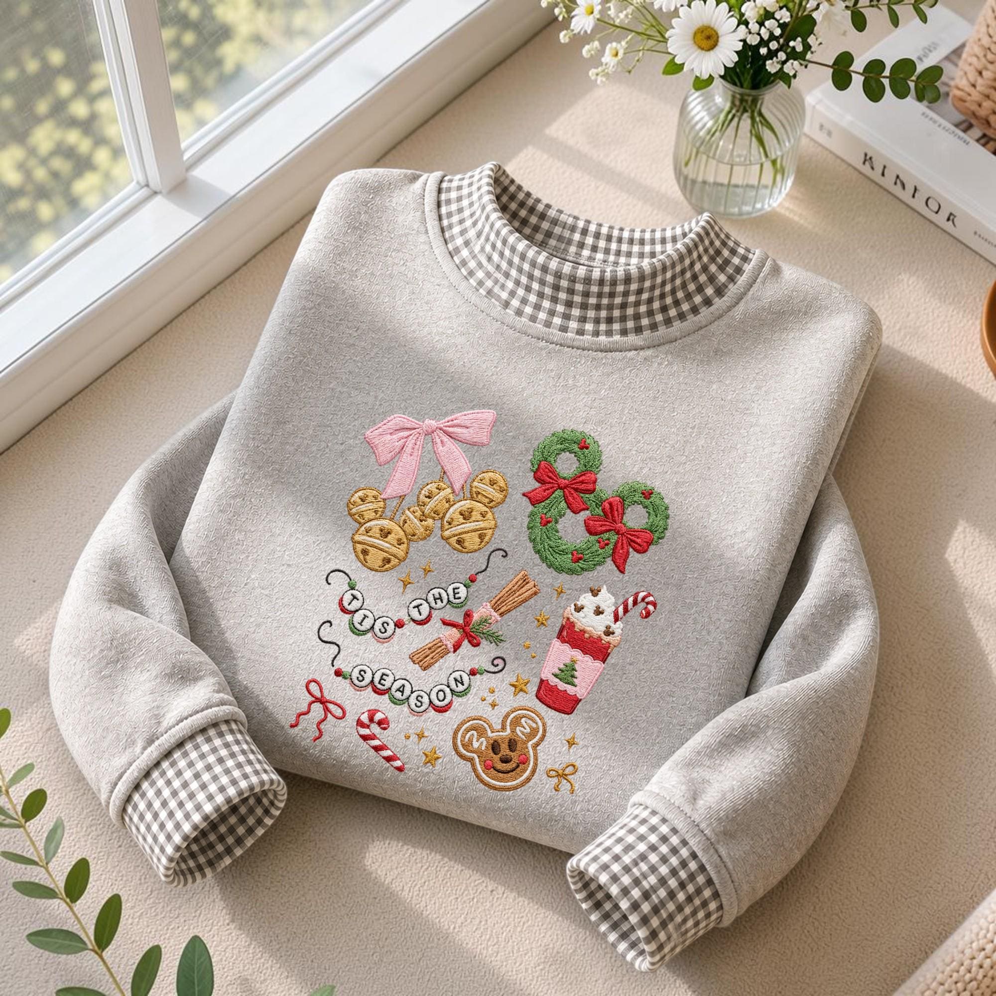 Embroidered Mickey Disney Christmas Sweatshirt – Tis the Season Cozy Holiday Crewneck Pullover Sweater and Christmas Gift - photo 2