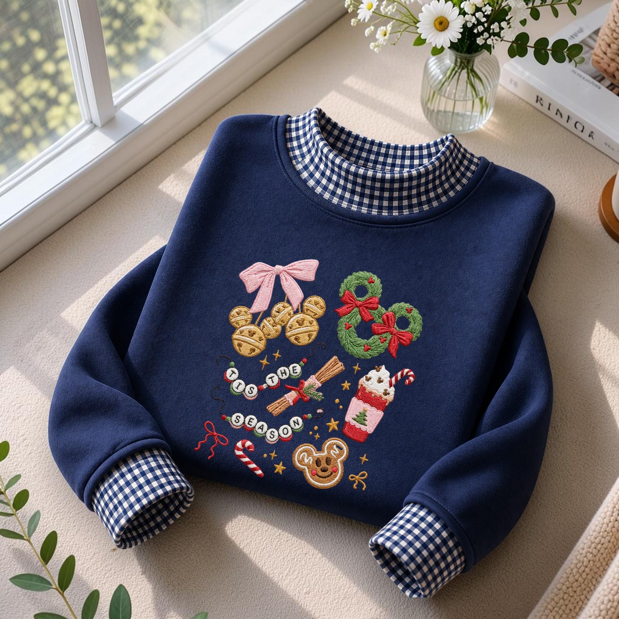 Embroidered Mickey Disney Christmas Sweatshirt – Tis the Season Cozy Holiday Crewneck Pullover Sweater and Christmas Gift - photo 3