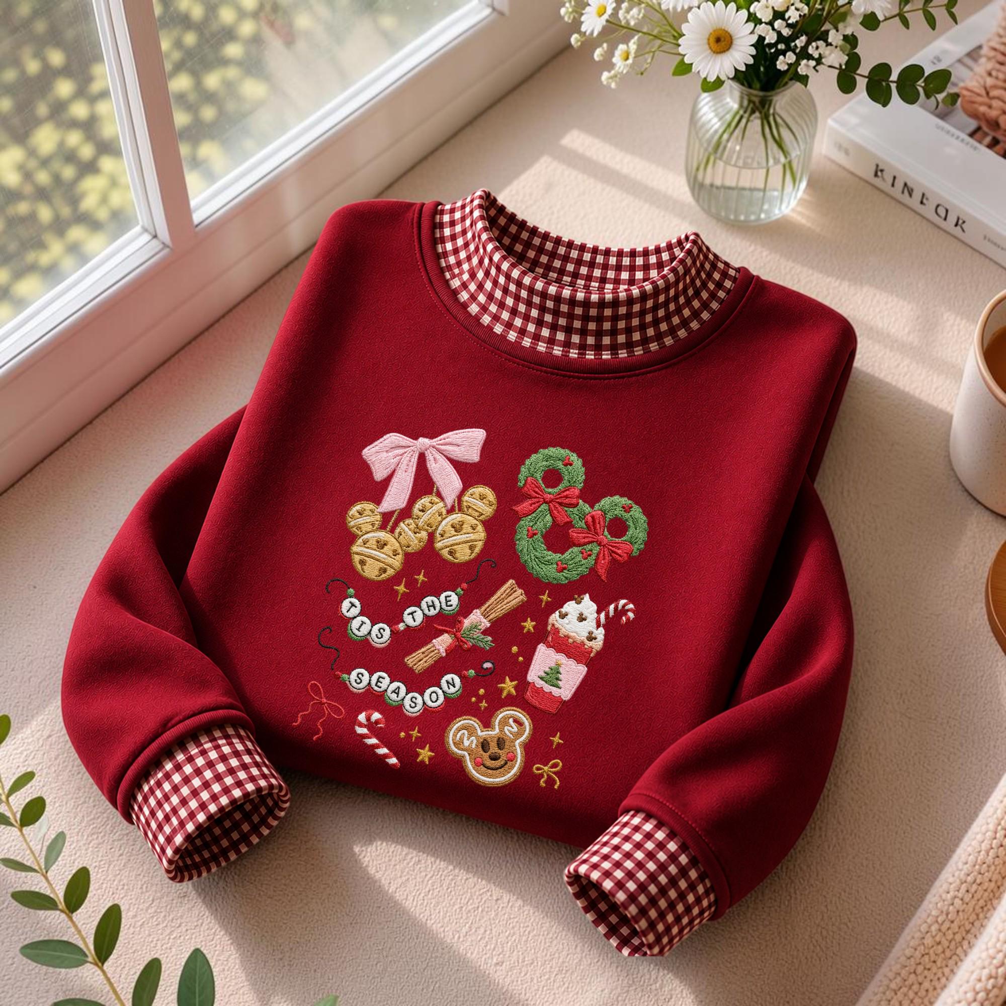 Embroidered Mickey Disney Christmas Sweatshirt – Tis the Season Cozy Holiday Crewneck Pullover Sweater and Christmas Gift - photo 4