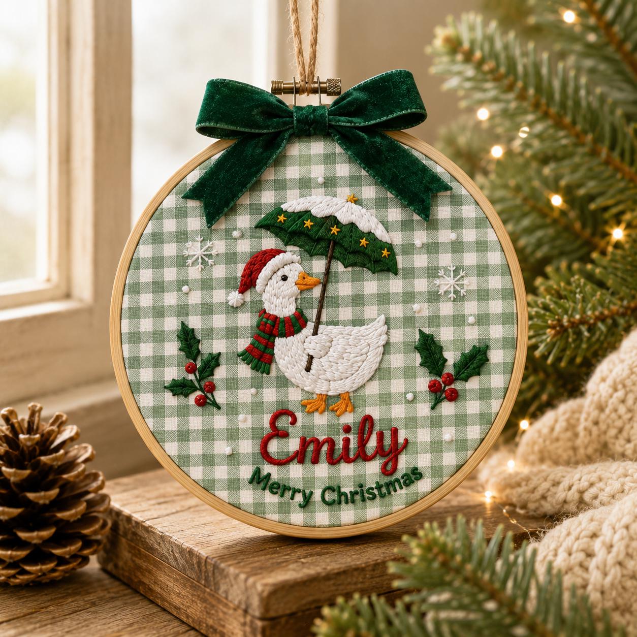 Personalized Christmas Ornament with Custom Name Embroidered Hoop for Goose Gingerbread House Mouse Family Holiday Keepsake Gift 2026 - photo 8