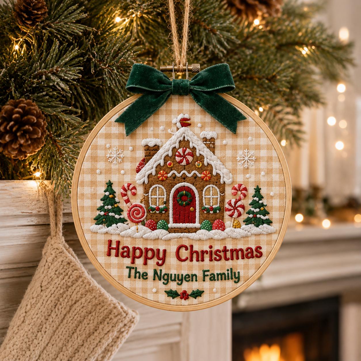 Personalized Christmas Ornament with Custom Name Embroidered Hoop for Goose Gingerbread House Mouse Family Holiday Keepsake Gift 2026 - photo 9
