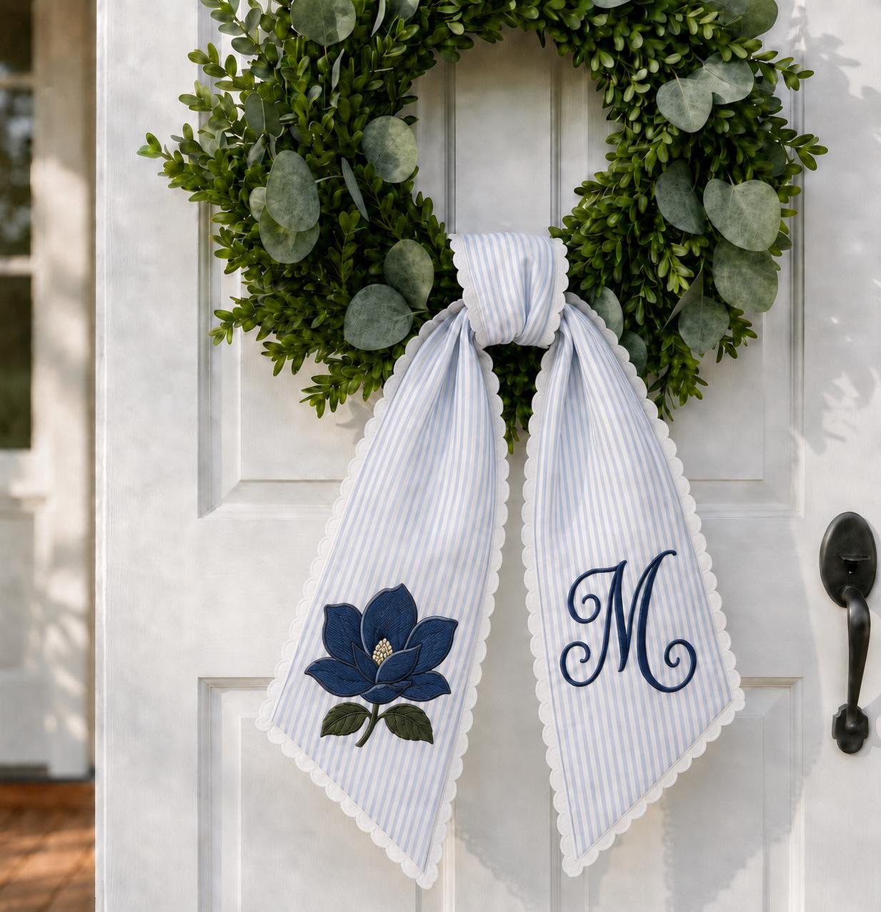 All Season Wreath Sash Bundle with Custom Monogram Bow Sashes and Personalized Fall Halloween Christmas Floral Door Decor Holiday Set - photo 7