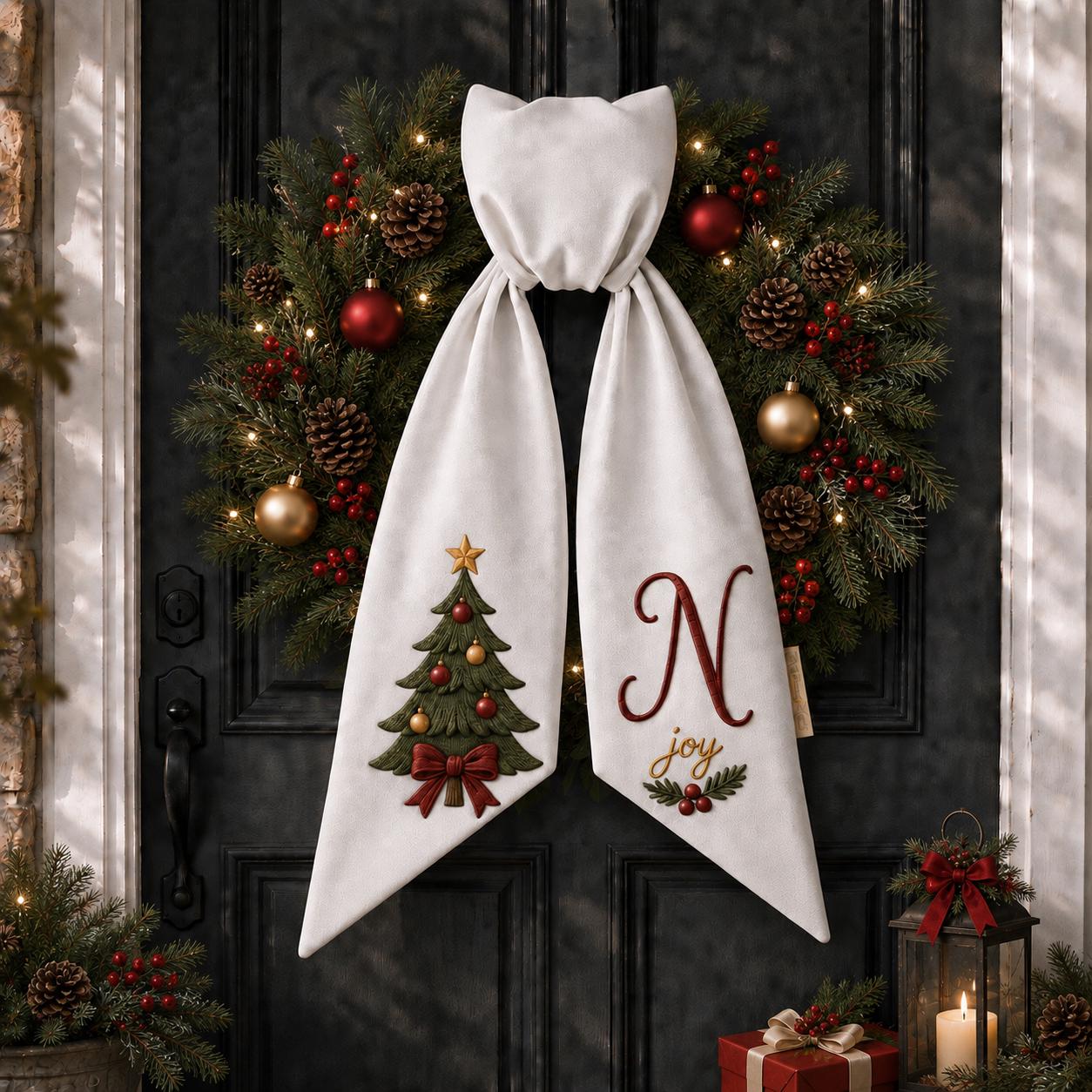 All Season Wreath Sash Bundle with Custom Monogram Bow Sashes and Personalized Fall Halloween Christmas Floral Door Decor Holiday Set - photo 8