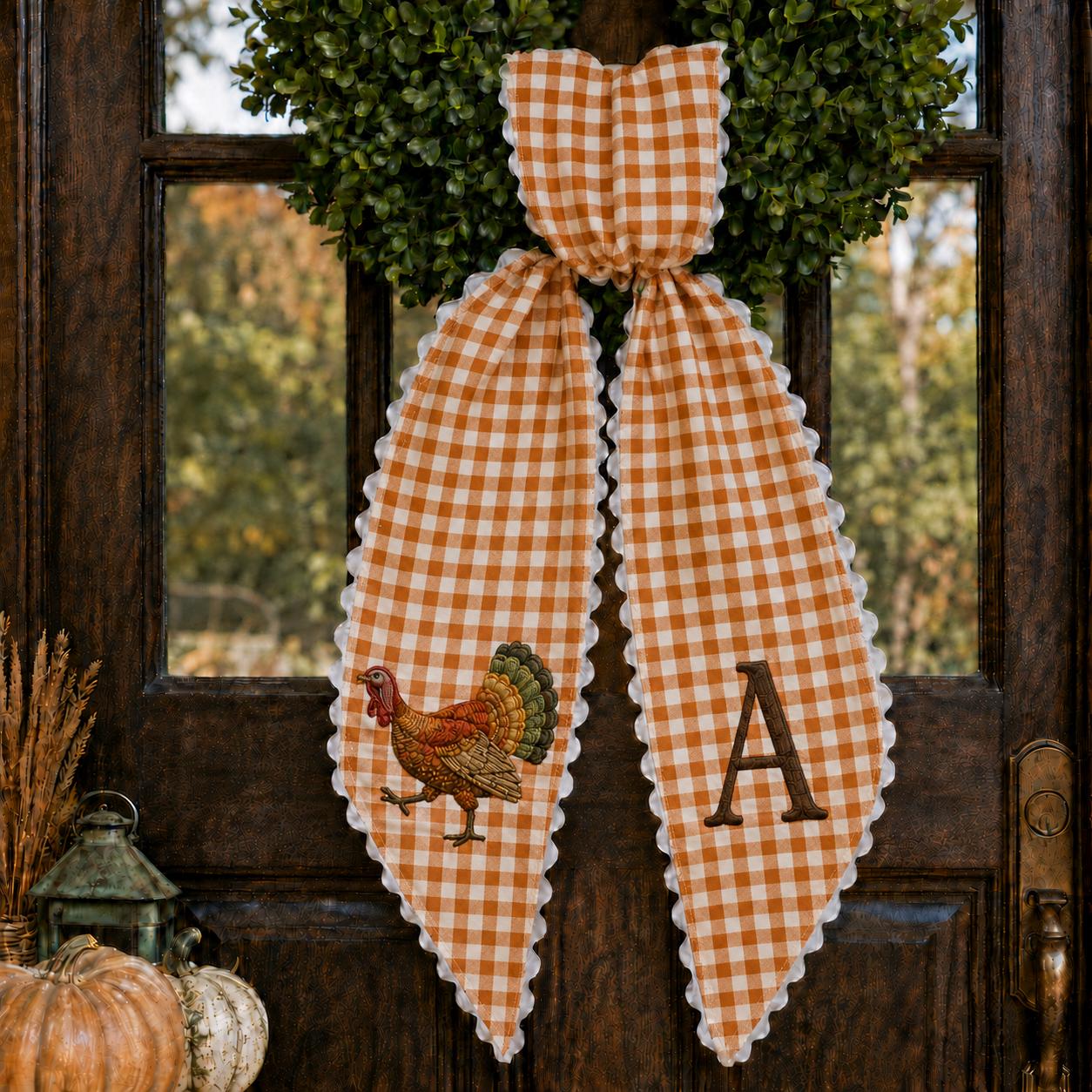 All Season Wreath Sash Bundle with Custom Monogram Bow Sashes and Personalized Fall Halloween Christmas Floral Door Decor Holiday Set - photo 9