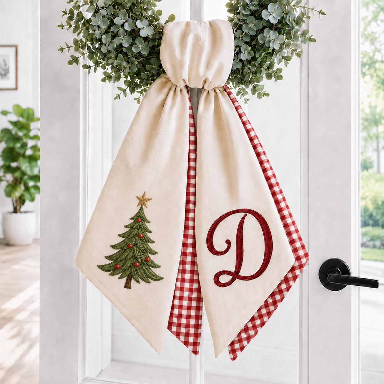 All Season Wreath Sash Bundle with Custom Monogram Bow Sashes and Personalized Fall Halloween Christmas Floral Door Decor Holiday Set - photo 11