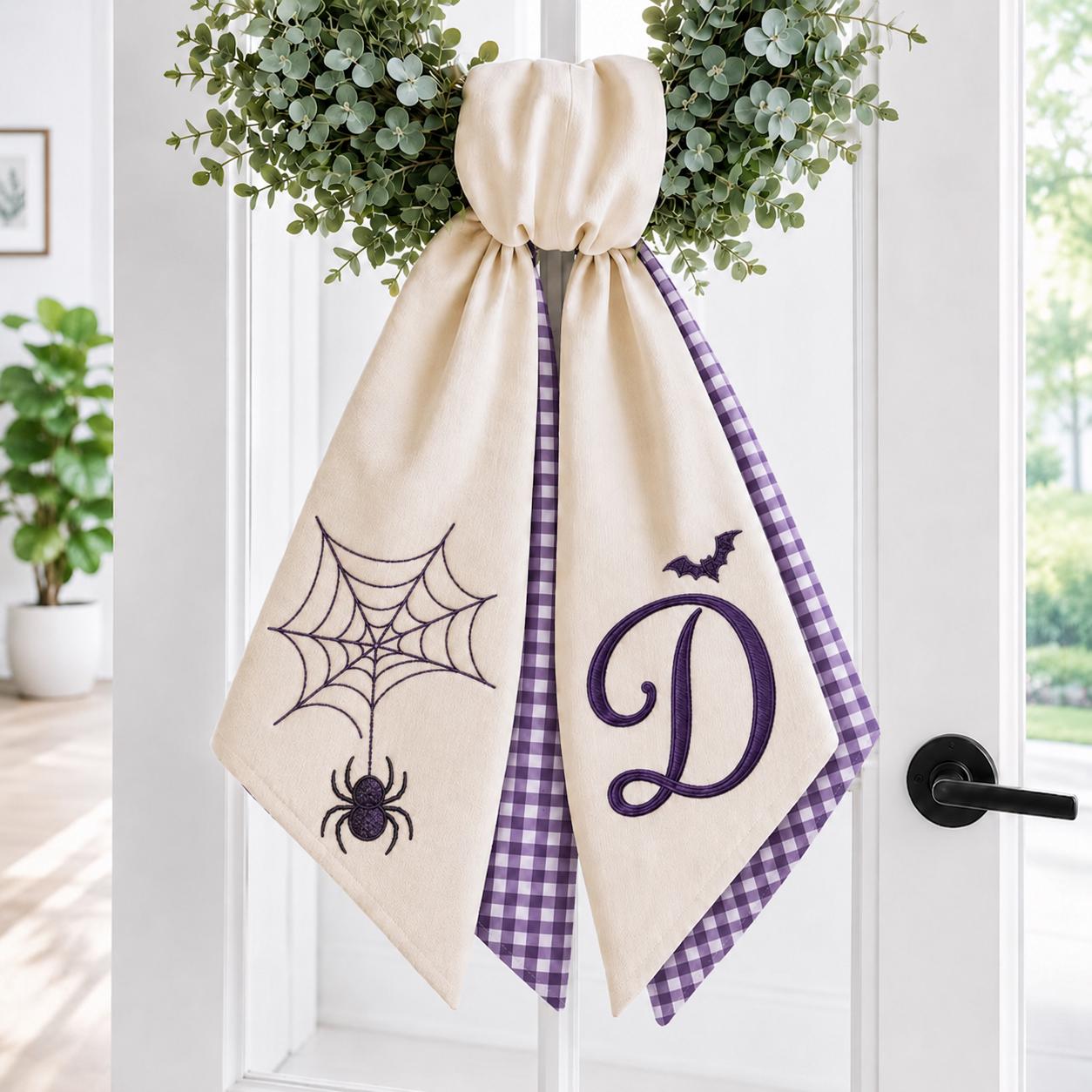 All Season Wreath Sash Bundle with Custom Monogram Bow Sashes and Personalized Fall Halloween Christmas Floral Door Decor Holiday Set - photo 12