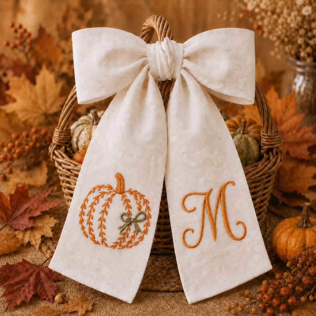 All Season Wreath Sash Bundle with Personalized Embroidery Monogram for Door Decor and Autumn Pumpkin Halloween Nutcracker Floral Design - photo 8