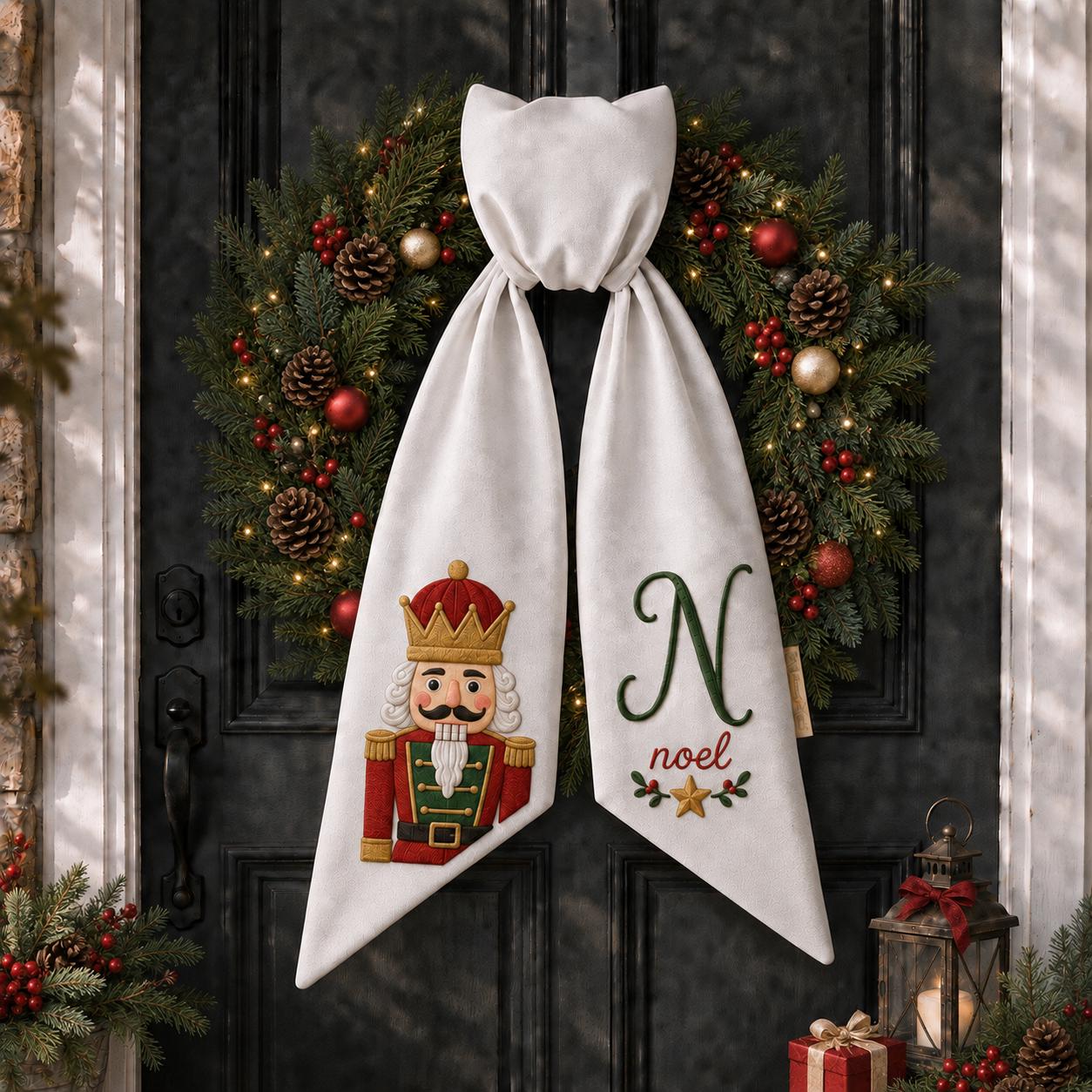 All Season Wreath Sash Bundle with Personalized Embroidery Monogram for Door Decor and Autumn Pumpkin Halloween Nutcracker Floral Design - photo 11