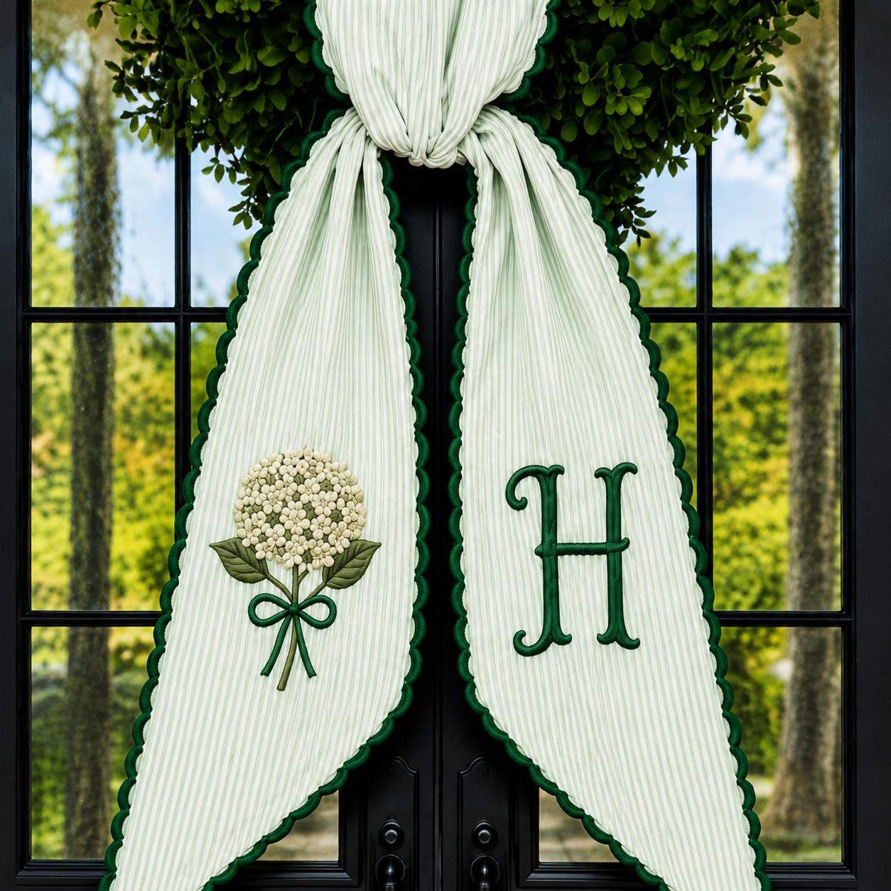 Custom All Season Wreath Sash with Personalized Embroidery Monogram Bow and Nutcracker Halloween Fall Floral Holiday Front Door Decor - photo 3