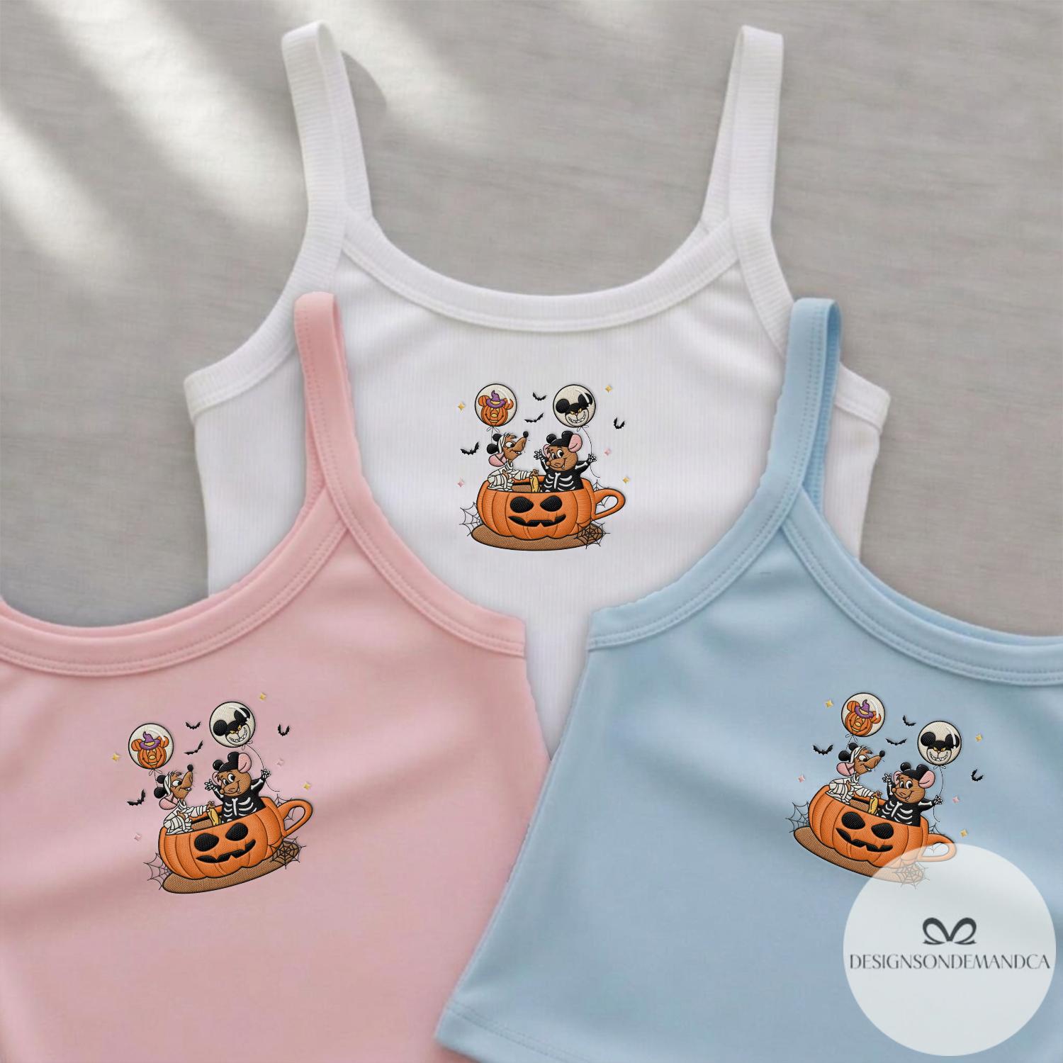 Embroidered Jaq and Gus Disney Cinderella Halloween Baby Tee Crop Tank with Coquette Bow Lace Trim for WDW Disneyland Trip - photo 2