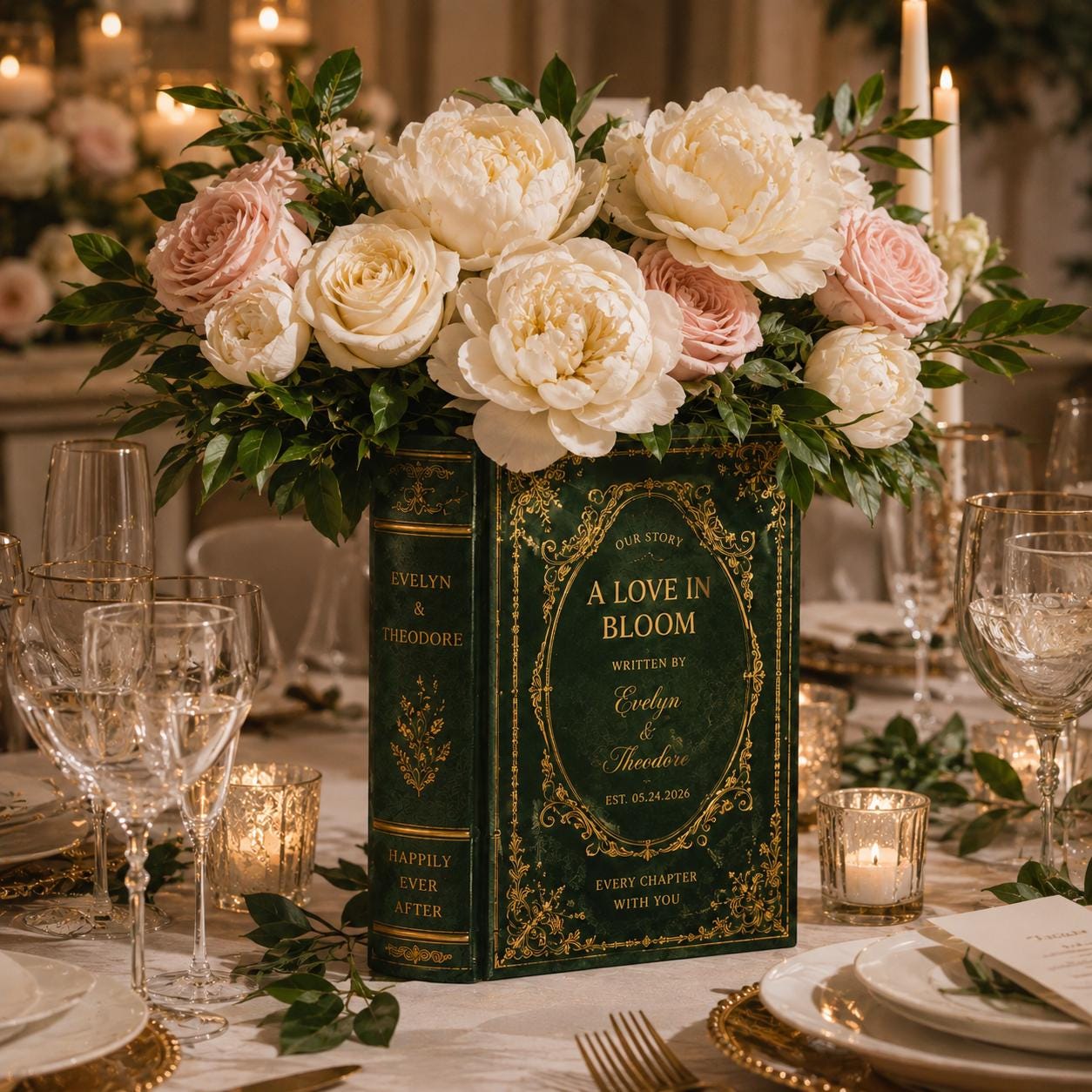 Personalized Vintage Wedding Book Vase – Custom Couple Name Ceramic Vase for French Floral Bridal Shower Gift, Romantic Wedding Keepsake Decor