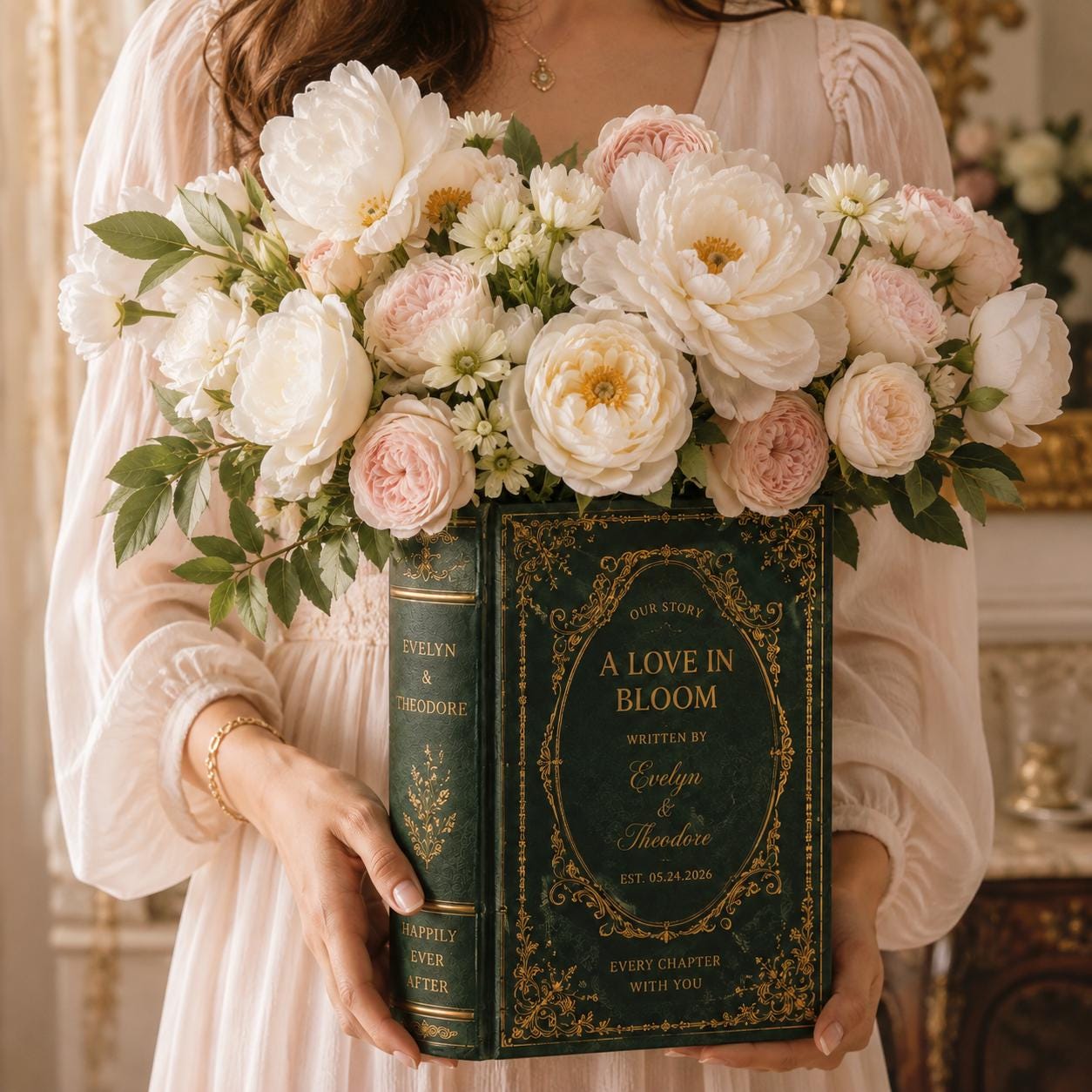 Personalized Vintage Wedding Book Vase – Custom Couple Name Ceramic Vase for French Floral Bridal Shower Gift, Romantic Wedding Keepsake Decor - photo 5