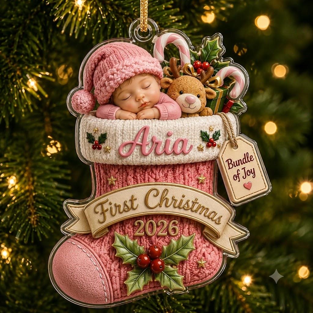 Christmas Ornament – Personalized Baby First Custom Name Stocking Acrylic Keepsake for Newborn Holiday Gift and Tree Decor 2026 - photo 5