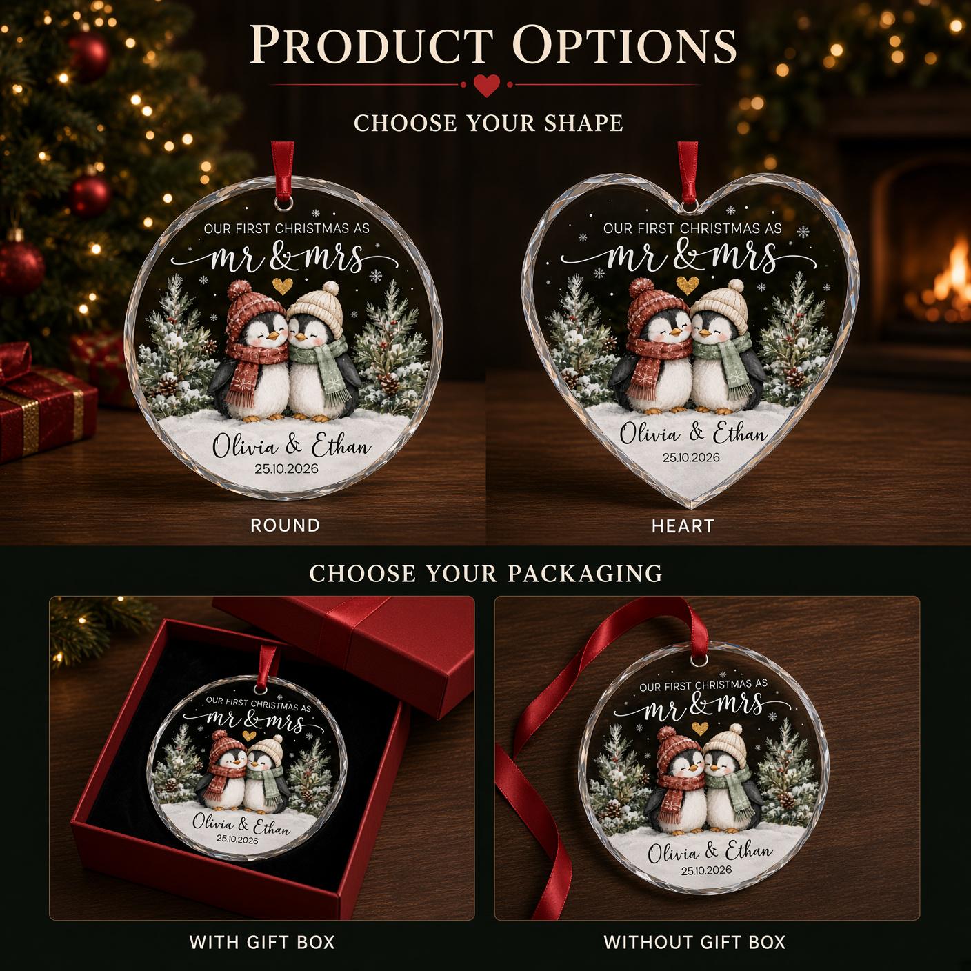 Personalized Newlywed Ornament for Our First Christmas as Mr and Mrs Keepsake with Custom Couple Name Wedding Gift - photo 6