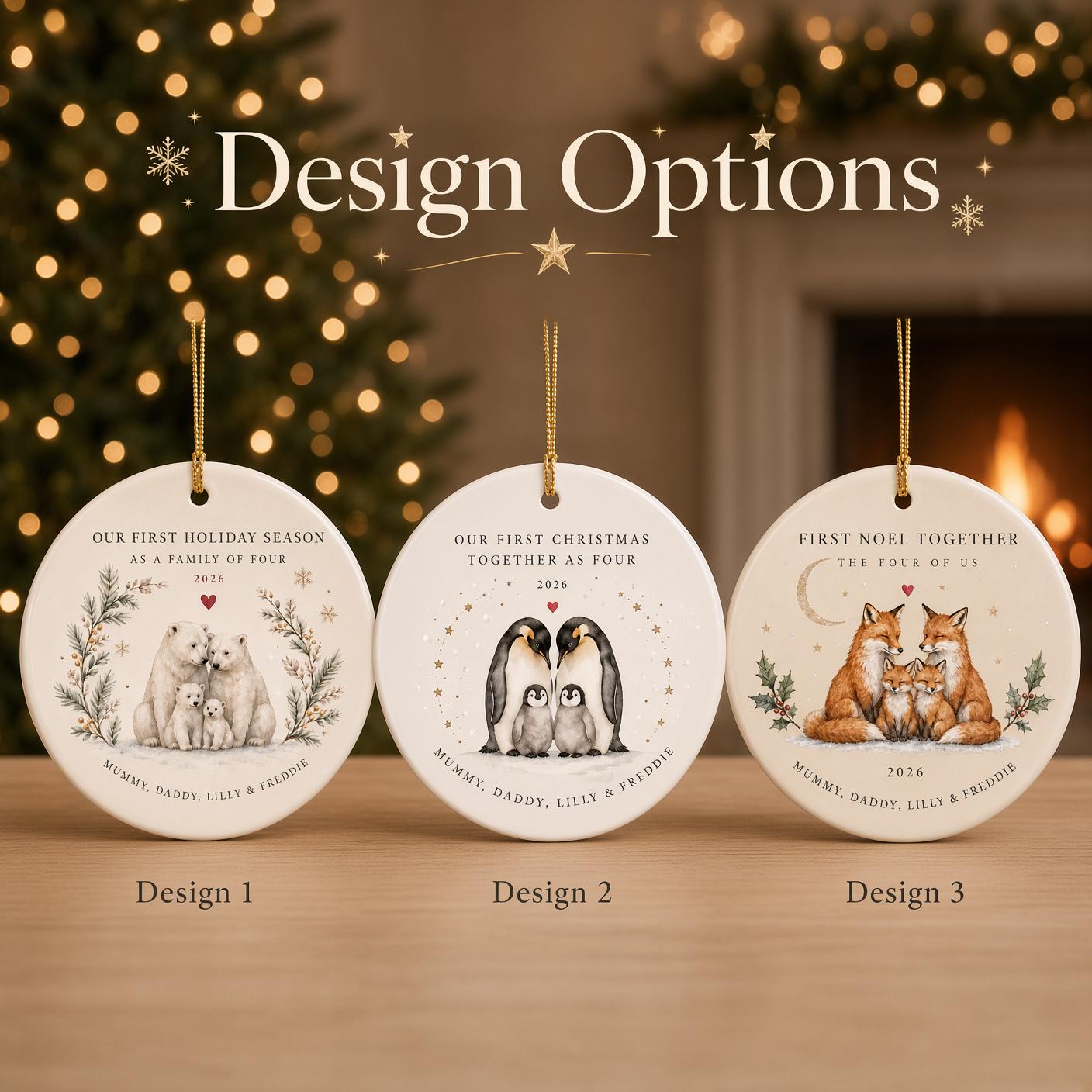 Christmas Ornament – Personalized Family of Four Our First Holiday Season Ceramic Keepsake for Custom Names Gift and Polar Bear - photo 5