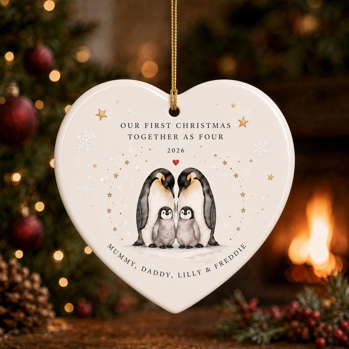 Christmas Ornament – Personalized Family of Four Our First Holiday Season Ceramic Keepsake for Custom Names Gift and Polar Bear - photo 6