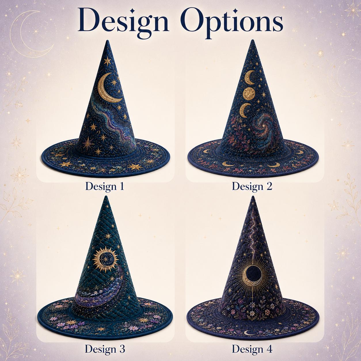 Celestial Quilted Witch Hat for Moon Star Halloween Decor and Mystical Lunar Table Centerpiece with Witchy Gift for Moon Lovers - photo 5