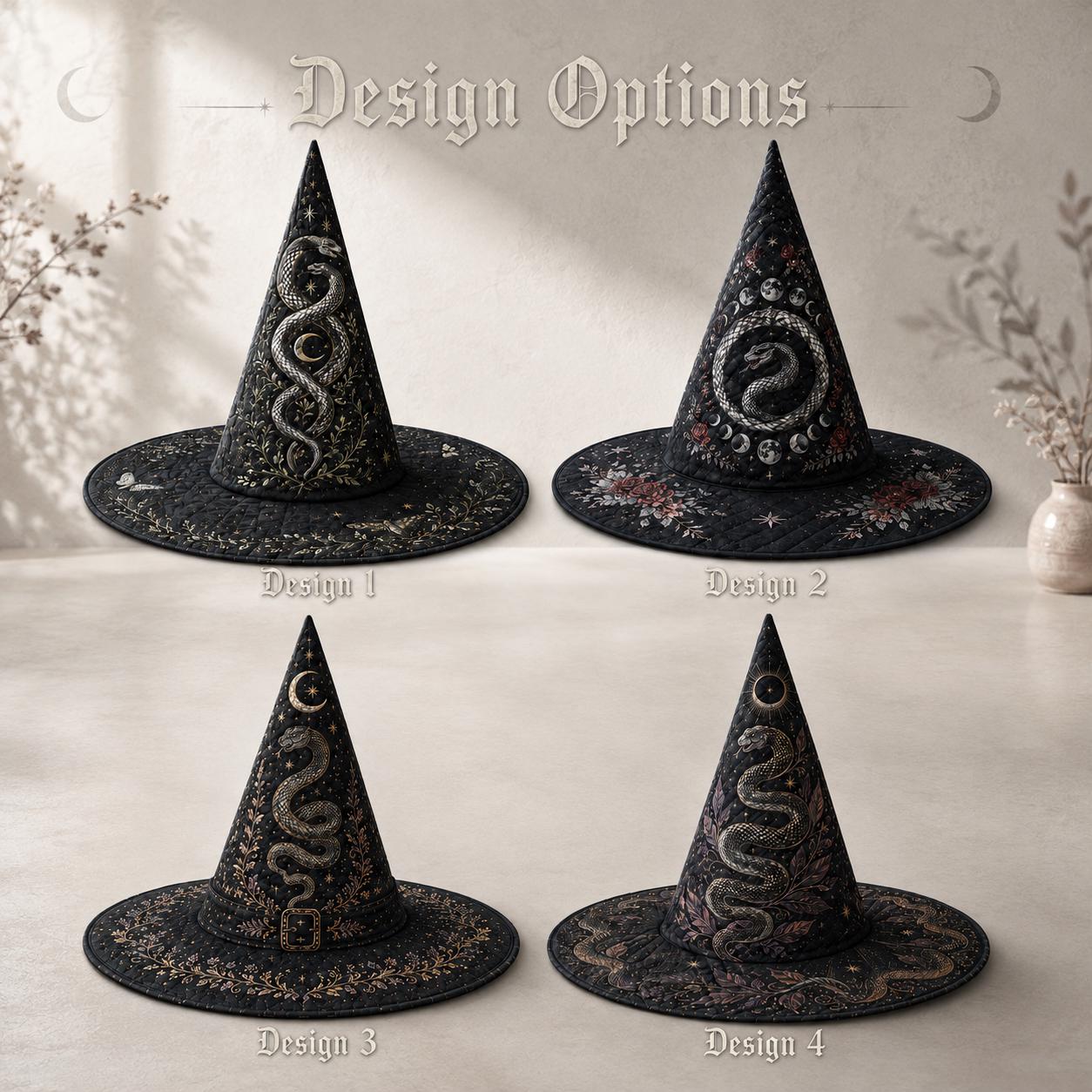 Witch Hat – Quilted Celestial Snake Moon Serpent Gothic Witchy Table Centerpiece Decor for Mystical Lover Gift and Halloween - photo 5
