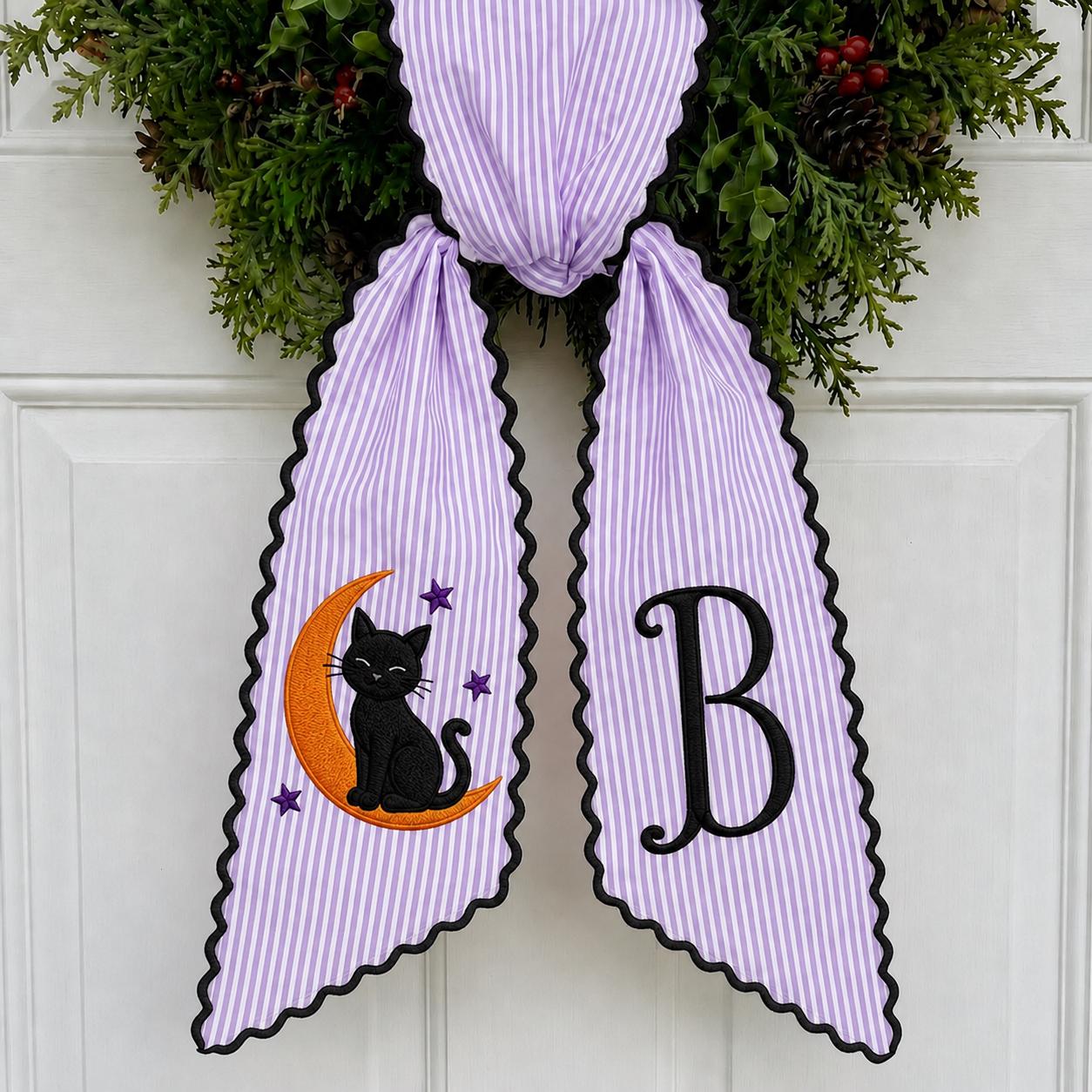 Personalized Custom Embroidery Monogram All Season Wreath Sash Bow – Poinsettia Wildlife Front Door Decor for Halloween, Fall, Christmas - photo 4