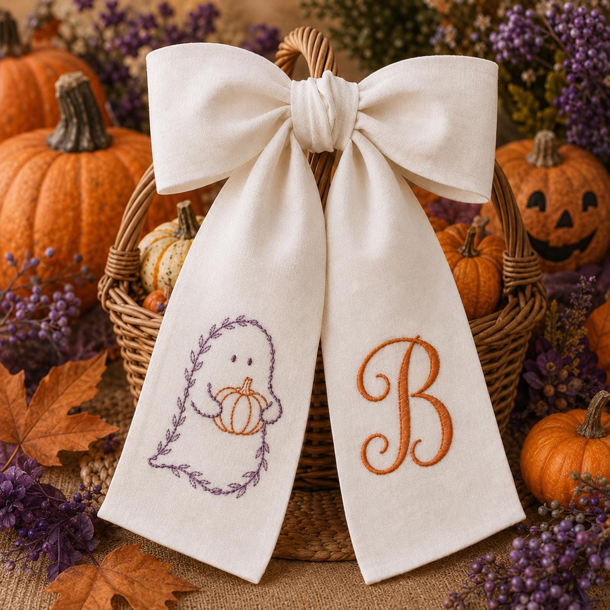Personalized Custom Embroidery Monogram All Season Wreath Sash Bow – Poinsettia Wildlife Front Door Decor for Halloween, Fall, Christmas - photo 9