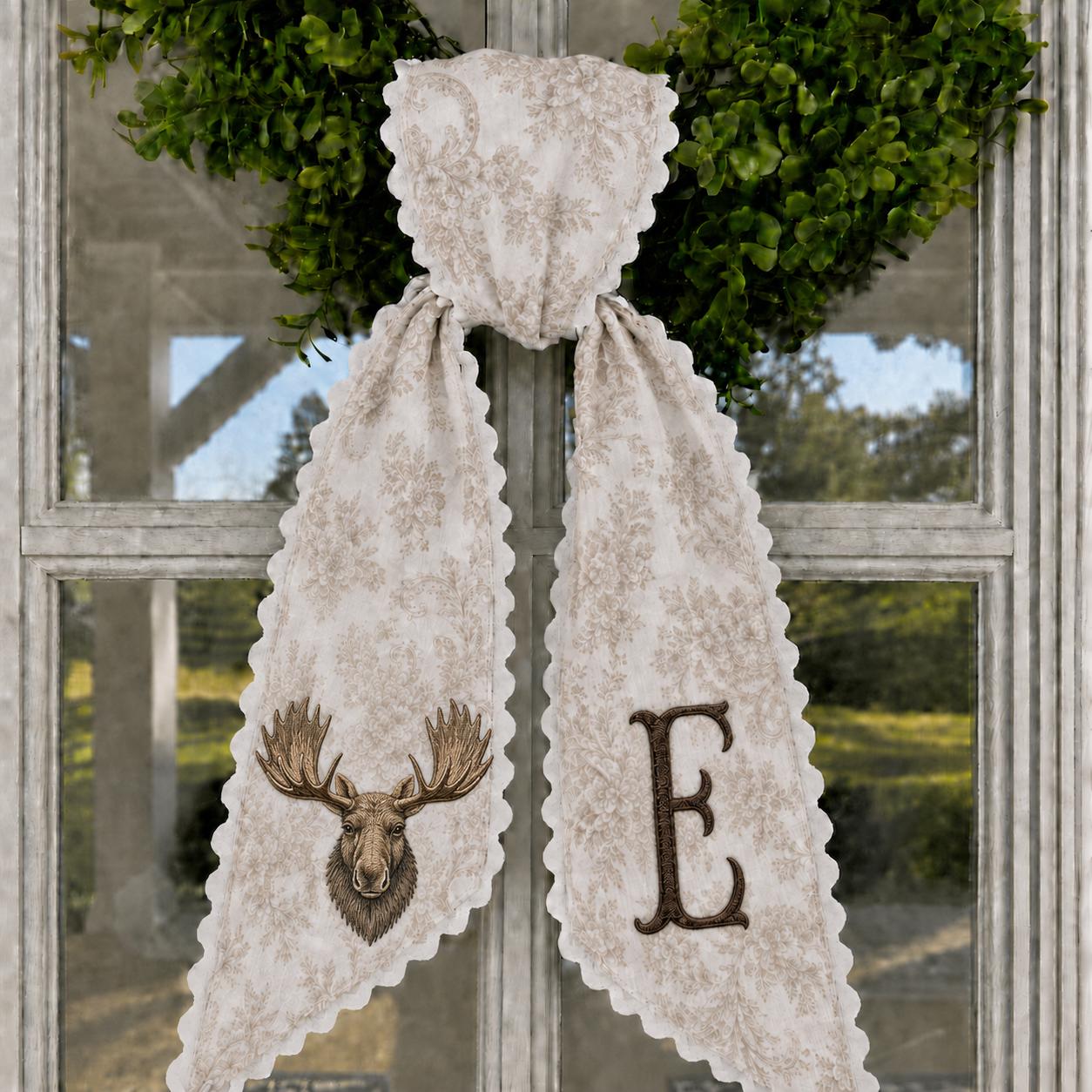Personalized Custom Embroidery Monogram All Season Wreath Sash Bow – Poinsettia Wildlife Front Door Decor for Halloween, Fall, Christmas - photo 12