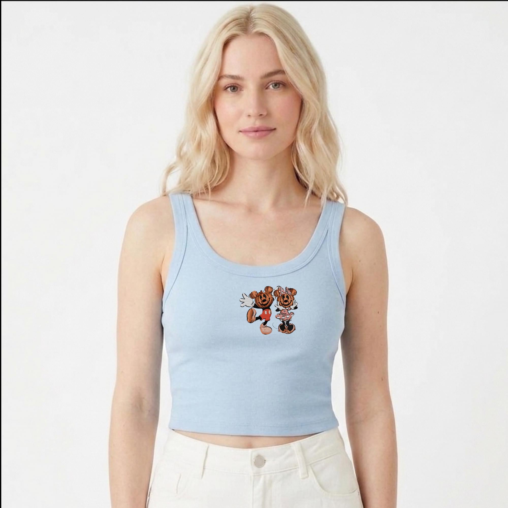 Embroidered Mickey and Minnie Pumpkin Tank Top for Disney Halloween – Fall Disney Pumpkin Shirt and Tee - photo 4