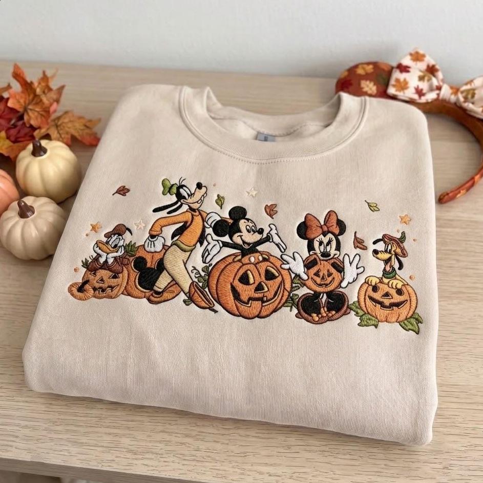 Embroidered Mickey and Friends Autumn Pumpkin Sweatshirt with Fall Vibes Quarter Zip and T-Shirt for Disney Halloween Trip - photo 2