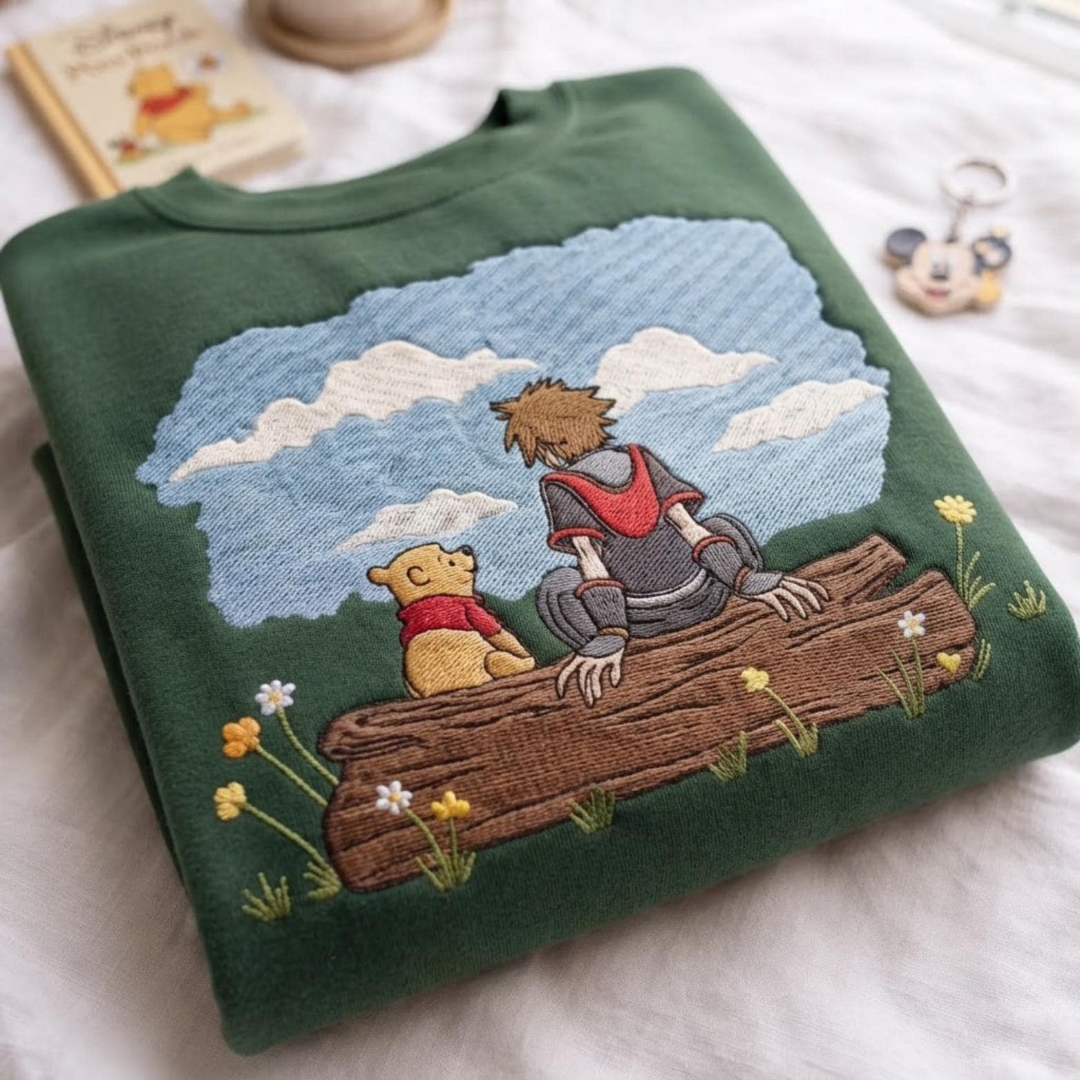 Embroidered Sora and Winnie the Pooh Kingdom Hearts Sweatshirt Hoodie for Disneyland Family Matching Disney Trip Shirt