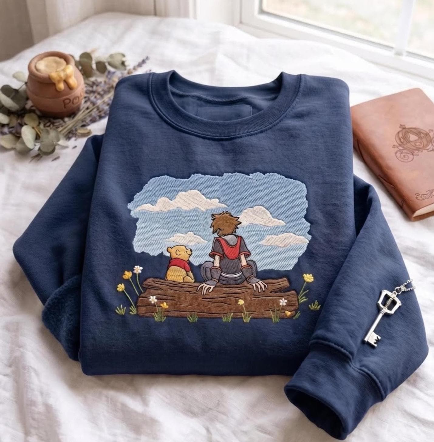 Embroidered Sora and Winnie the Pooh Kingdom Hearts Sweatshirt Hoodie for Disneyland Family Matching Disney Trip Shirt - photo 2