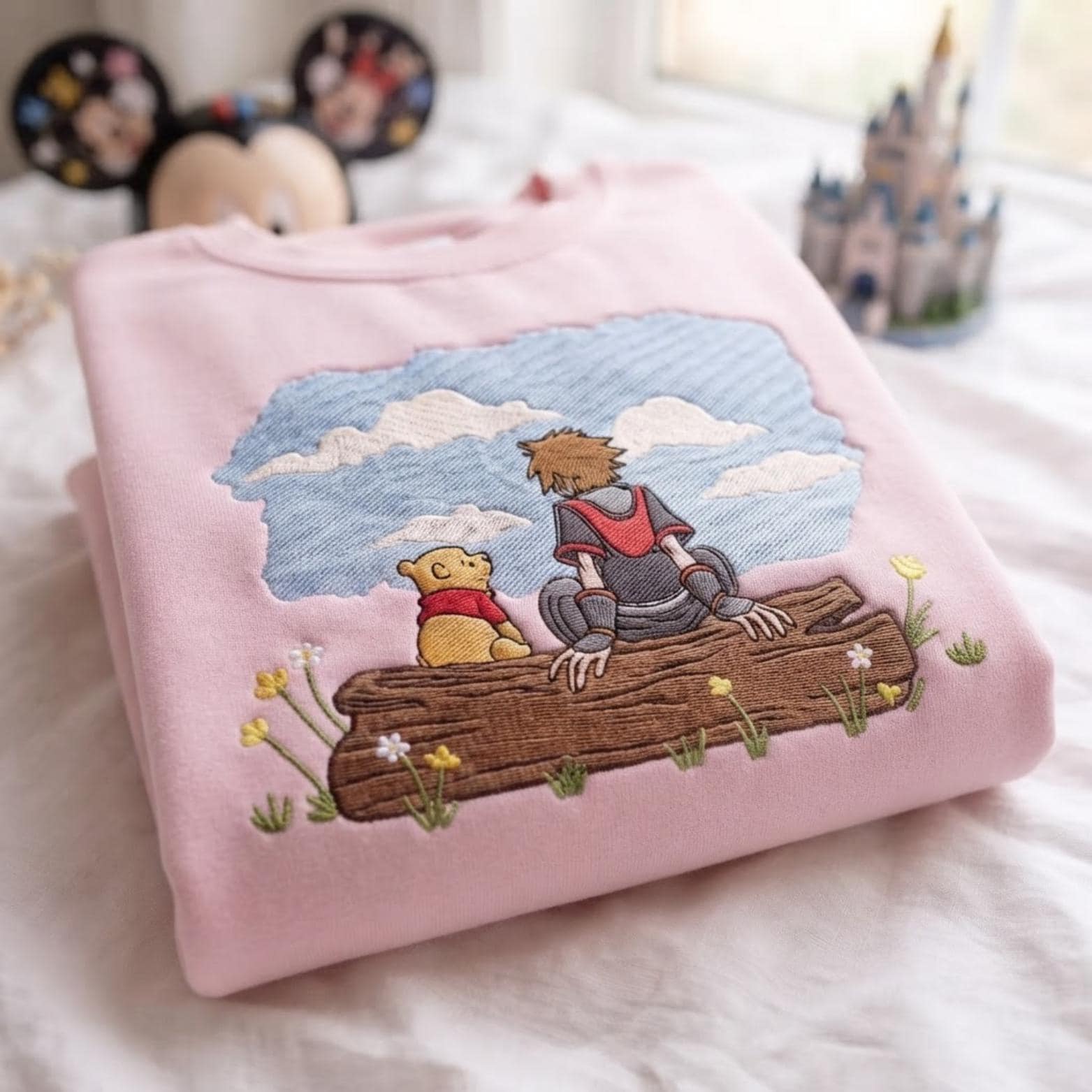 Embroidered Sora and Winnie the Pooh Kingdom Hearts Sweatshirt Hoodie for Disneyland Family Matching Disney Trip Shirt - photo 3