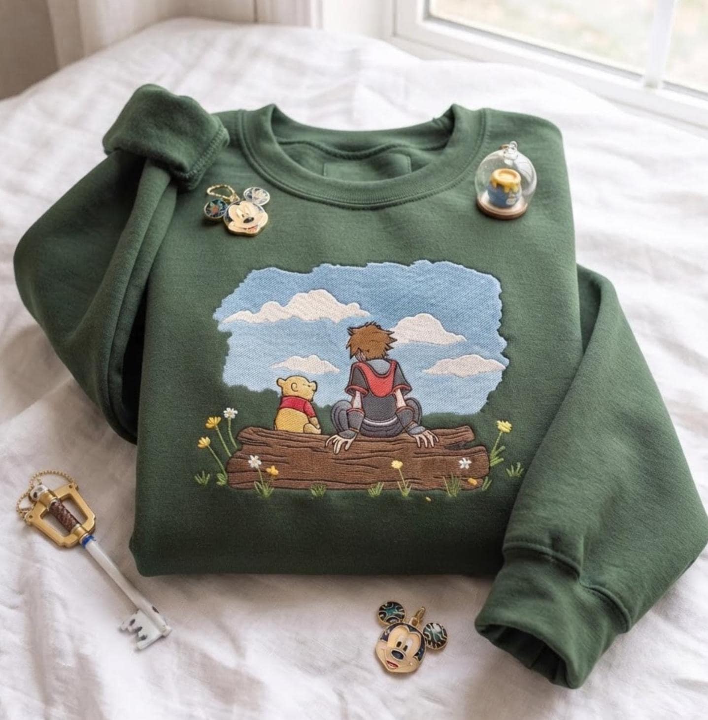 Embroidered Sora and Winnie the Pooh Kingdom Hearts Sweatshirt Hoodie for Disneyland Family Matching Disney Trip Shirt - photo 4