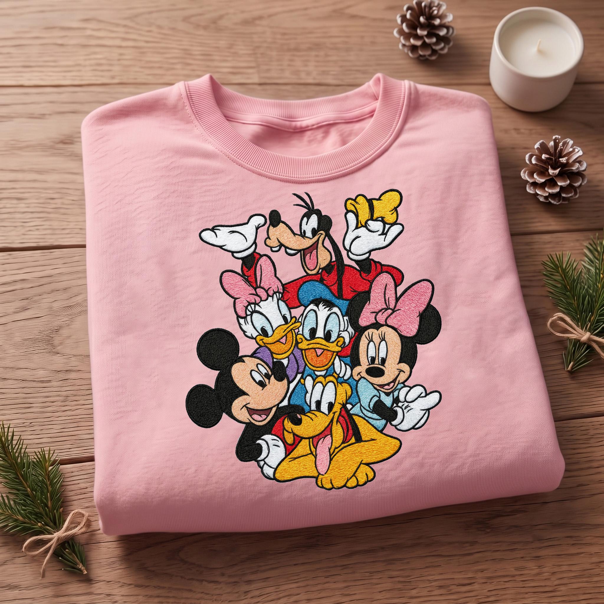 Embroidered Retro Mickey and Friends Mouse Head T-Shirt Sweatshirt Hoodie with Disney Characters Quarter Zip Sweater Mickey and Co - photo 4