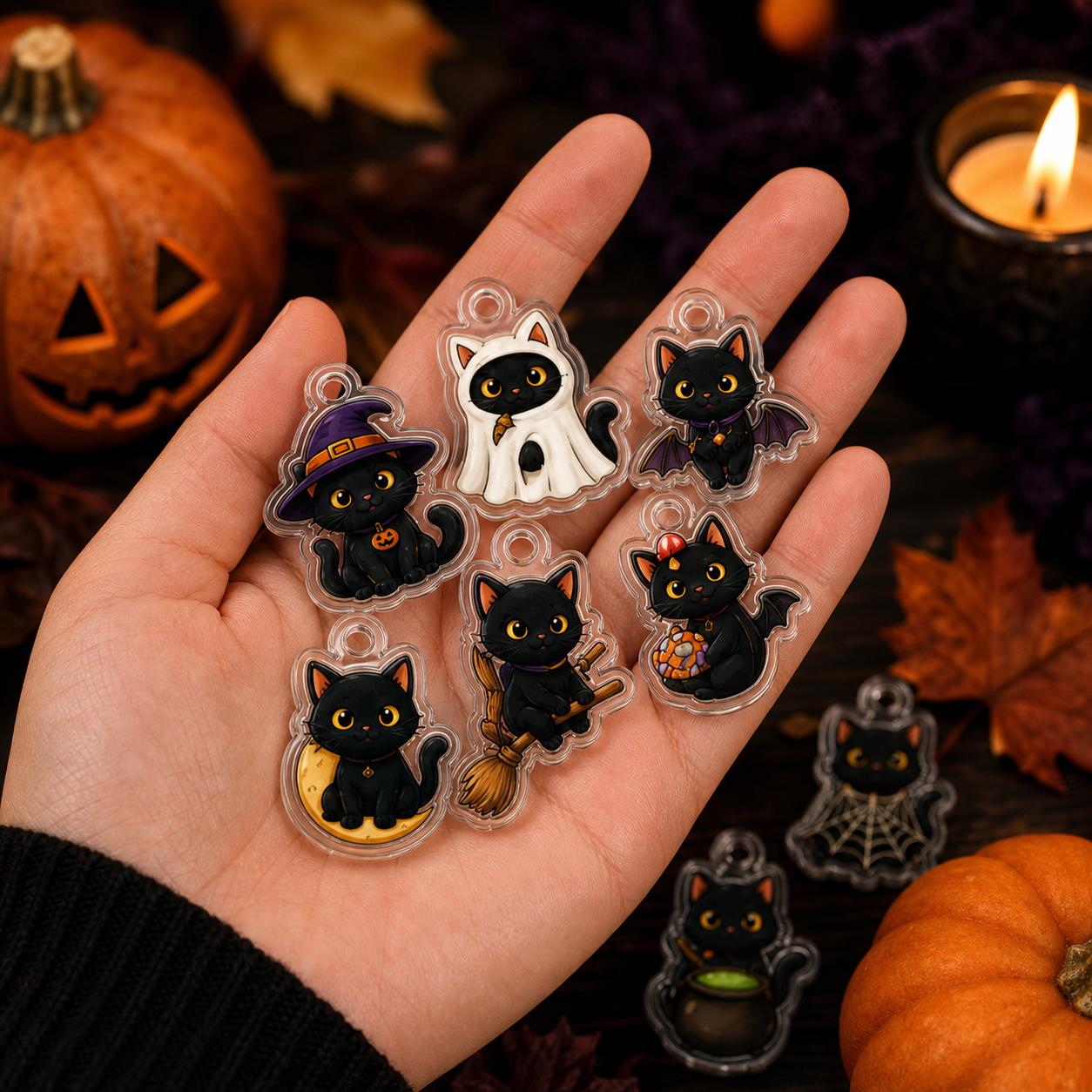 Black Cat Halloween Advent Calendar 2026 – Spooky Witch Cat Countdown Blind Box with Pumpkin and Ghost Keychain Gift - photo 4