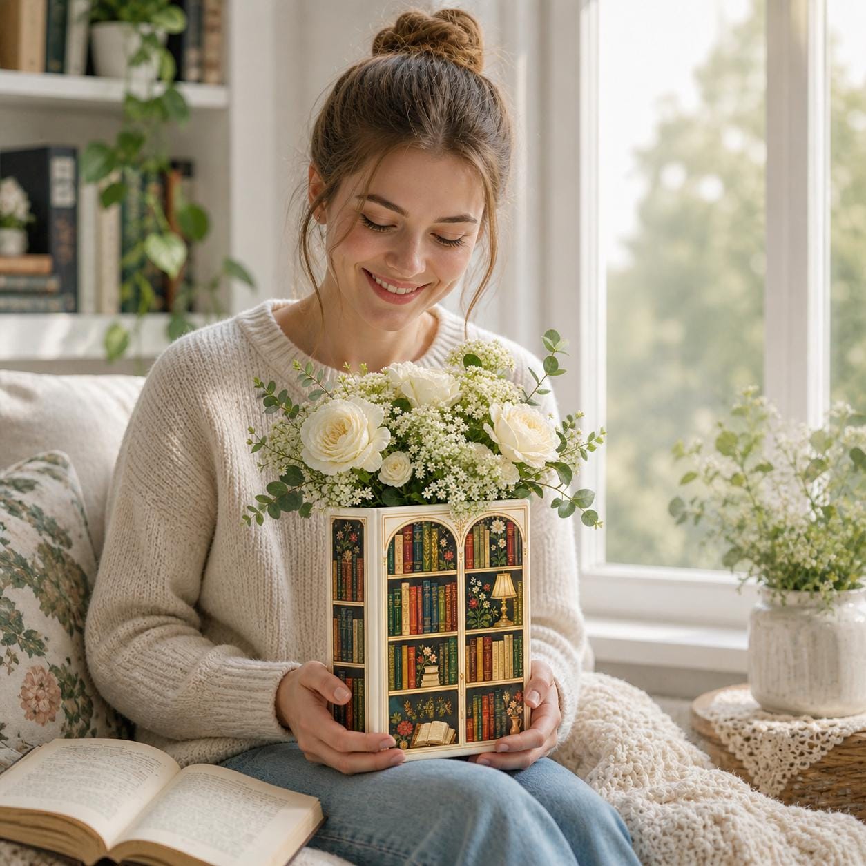 Personalized Book Vase – Custom Name Floral Book Decor and Book Lover Gift for Literary Home Decor, Library Room Decoration, Teacher Gift - photo 7