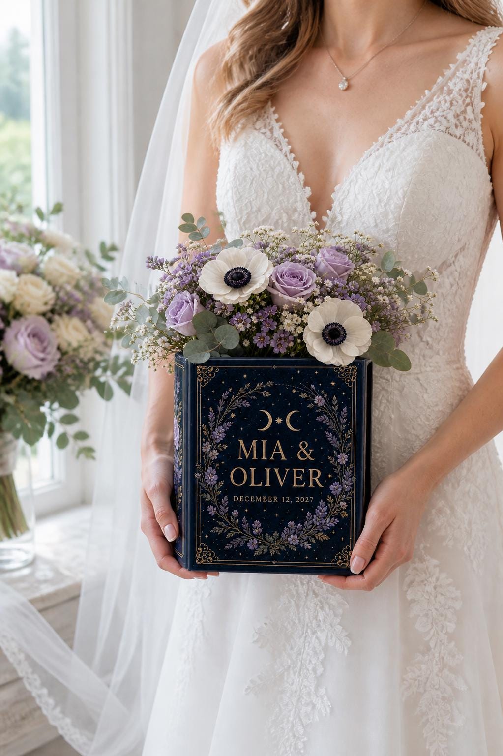 Personalized Wedding Book Vase with Custom Couple Name Floral Book Decor and Romantic Wedding Centerpiece, Anniversary Gift, Book Lover Home Decor - photo 2