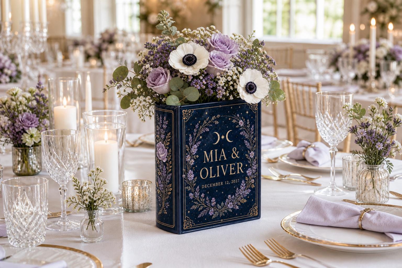 Personalized Wedding Book Vase with Custom Couple Name Floral Book Decor and Romantic Wedding Centerpiece, Anniversary Gift, Book Lover Home Decor - photo 6