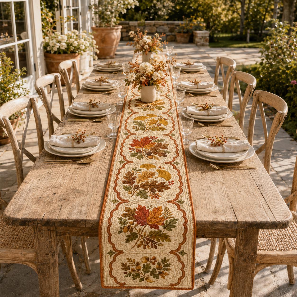 Fall Leaves Quilted Table Runner – Autumn Maple Leaf and Thanksgiving Harvest Farmhouse Dining Decor - photo 2