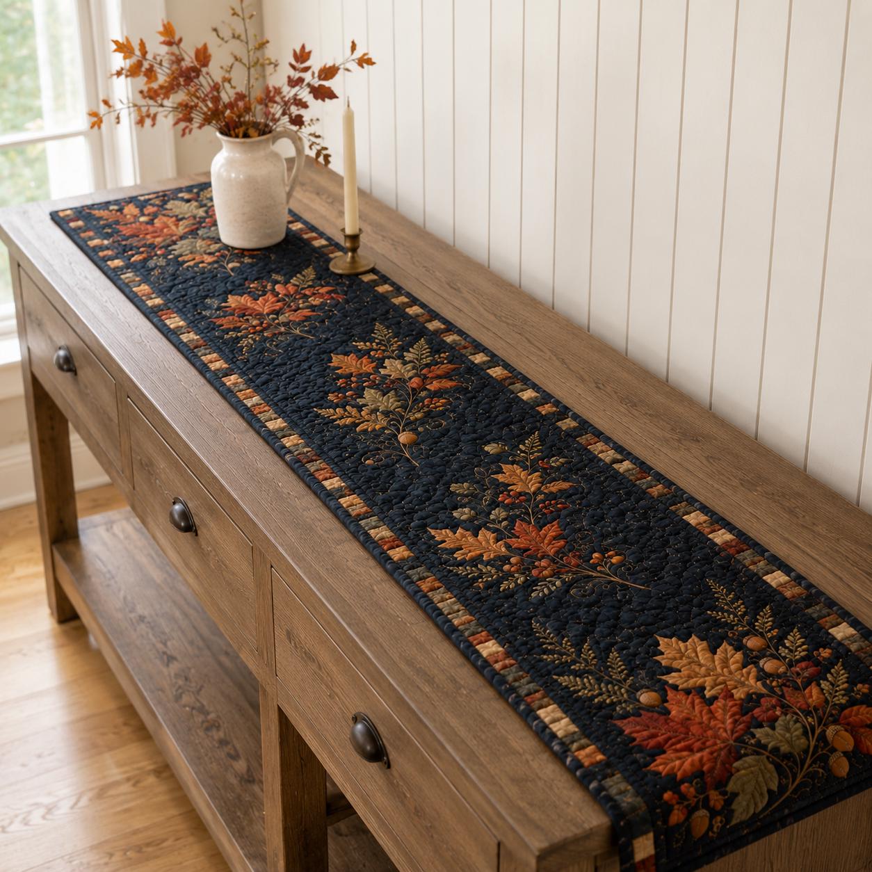 Fall Leaves Quilted Table Runner – Autumn Maple Leaf and Thanksgiving Harvest Farmhouse Dining Decor - photo 6