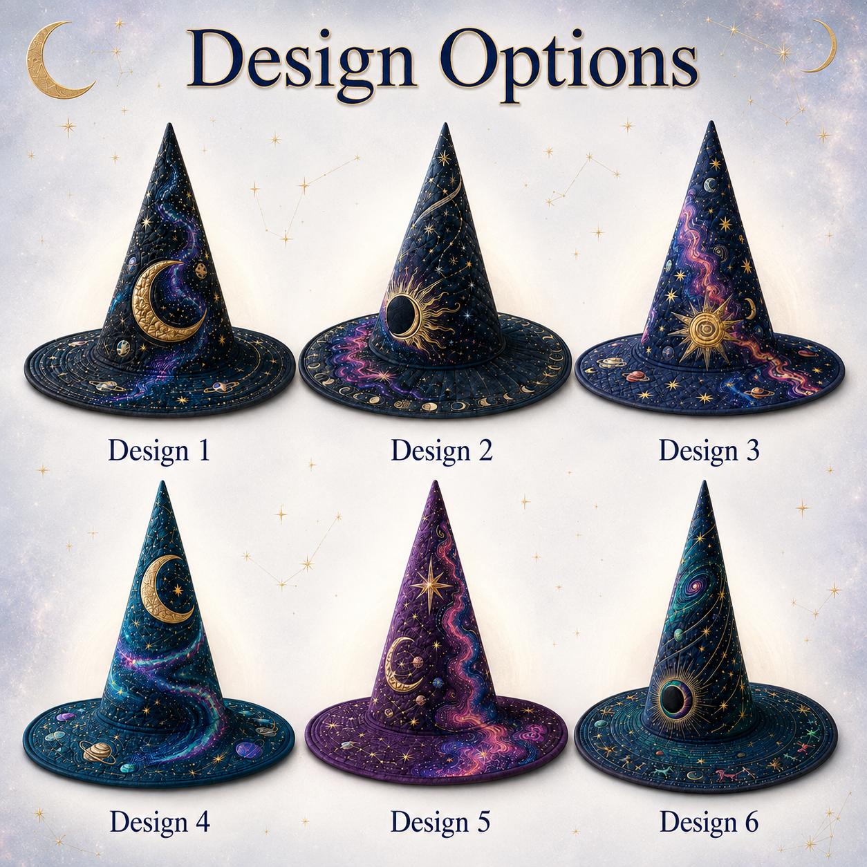 Celestial Quilted Witch Hat Halloween Decoration – Gothic Mystical Witchy Fall Home Decor Table Centerpiece with Crescent Moon and Star - photo 4