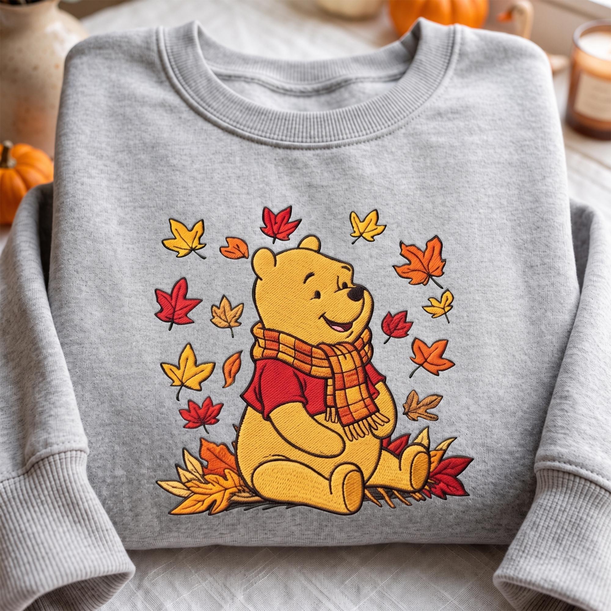 Embroidered Fall Pooh Bear Sweatshirt Hoodie with Winnie the Pooh Baby Tee and Disney Mom Quarter Zip for Autumn Disney Trip - photo 3