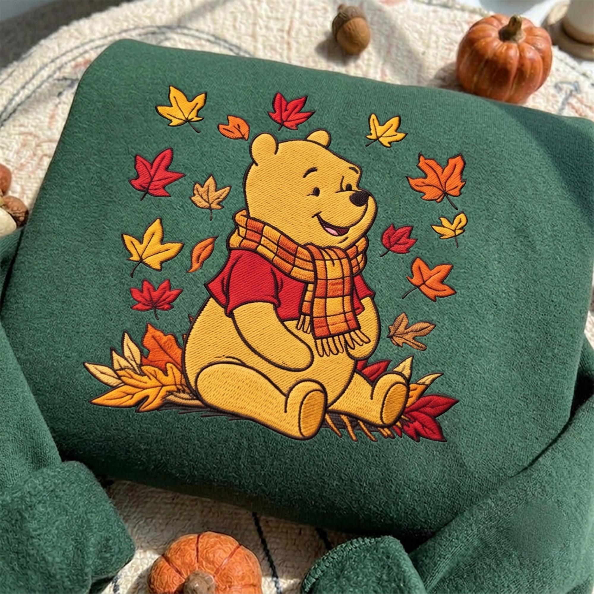 Embroidered Fall Pooh Bear Sweatshirt Hoodie with Winnie the Pooh Baby Tee and Disney Mom Quarter Zip for Autumn Disney Trip - photo 4