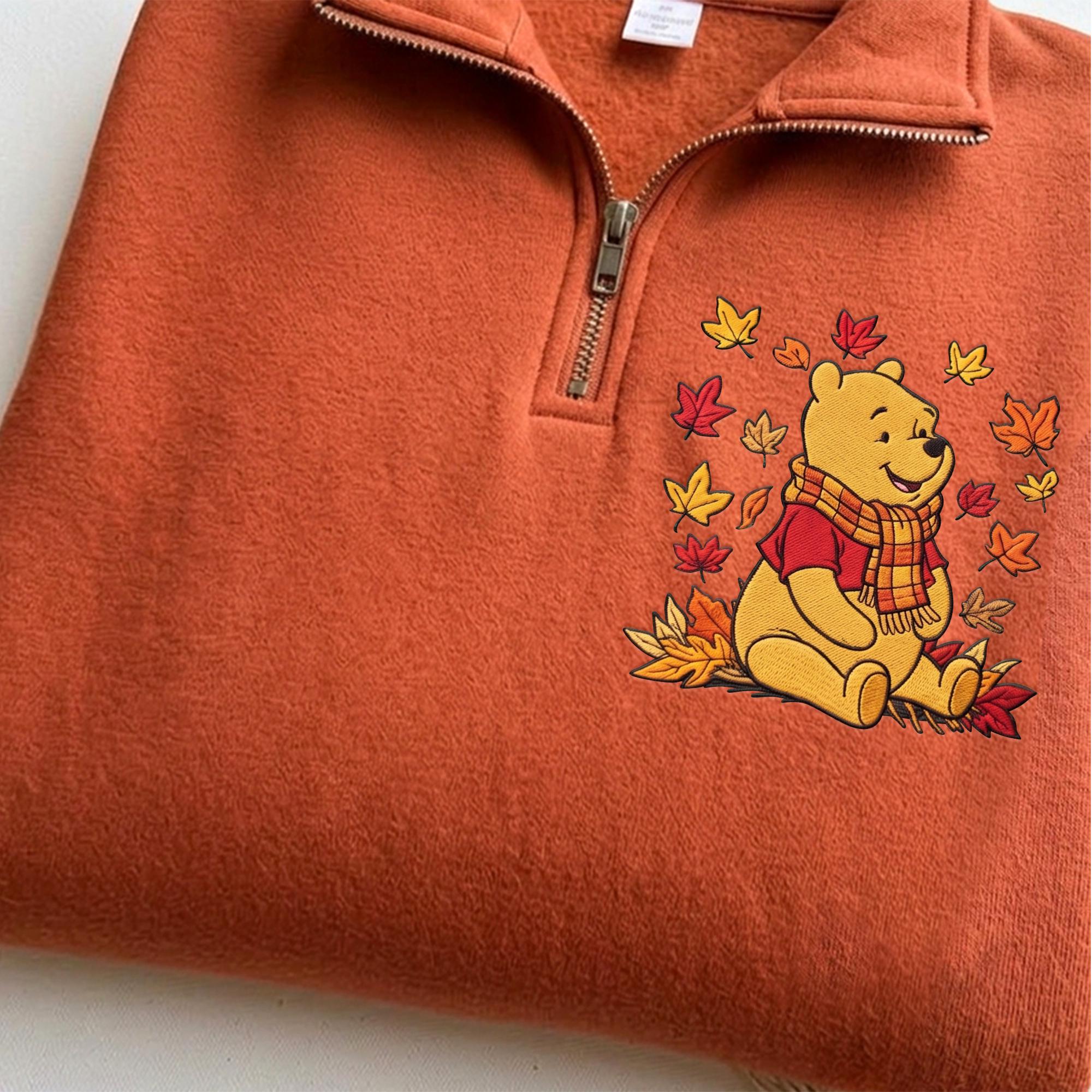Embroidered Fall Pooh Bear Sweatshirt Hoodie with Winnie the Pooh Baby Tee and Disney Mom Quarter Zip for Autumn Disney Trip - photo 6