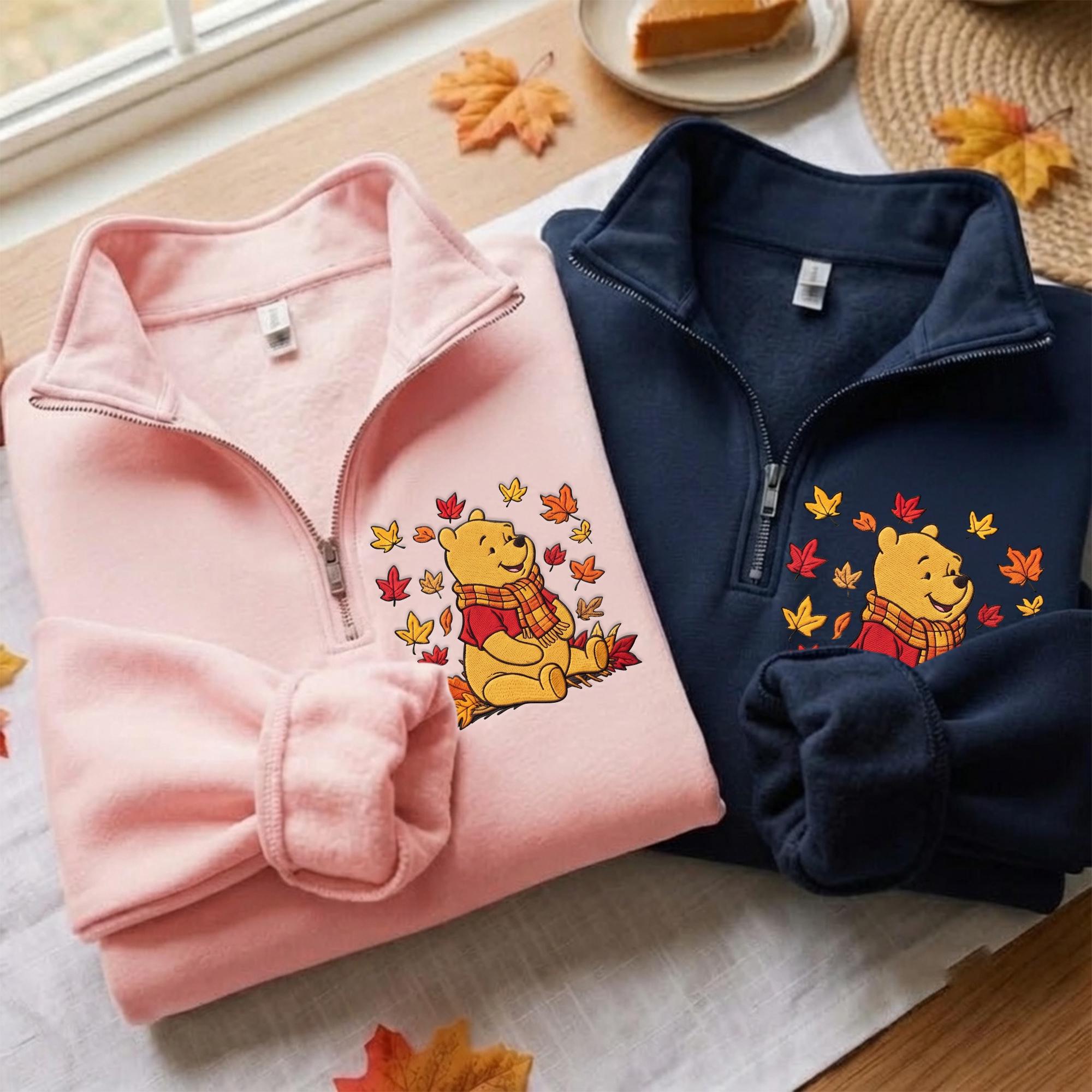 Embroidered Fall Pooh Bear Sweatshirt Hoodie with Winnie the Pooh Baby Tee and Disney Mom Quarter Zip for Autumn Disney Trip - photo 8