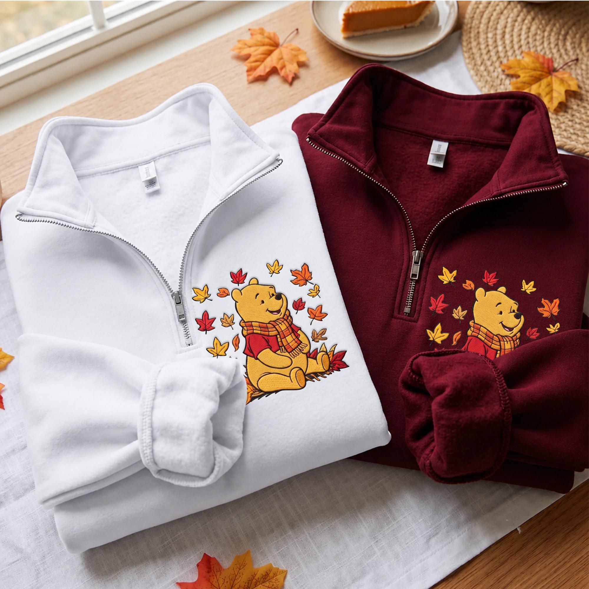Embroidered Fall Pooh Bear Sweatshirt Hoodie with Winnie the Pooh Baby Tee and Disney Mom Quarter Zip for Autumn Disney Trip - photo 9