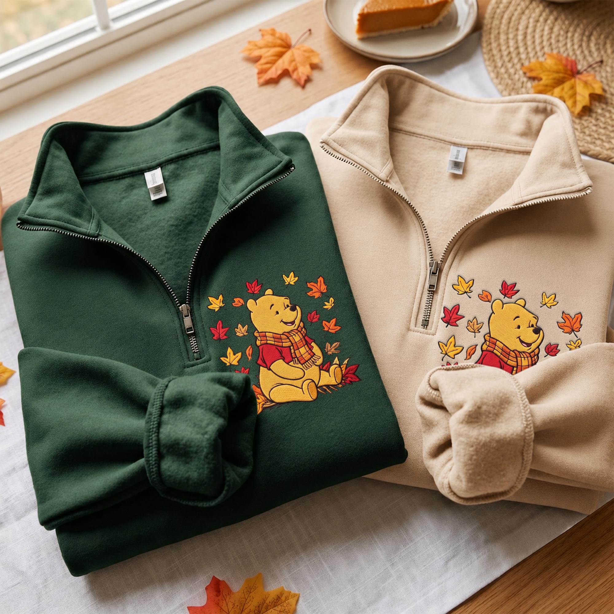 Embroidered Fall Pooh Bear Sweatshirt Hoodie with Winnie the Pooh Baby Tee and Disney Mom Quarter Zip for Autumn Disney Trip - photo 10