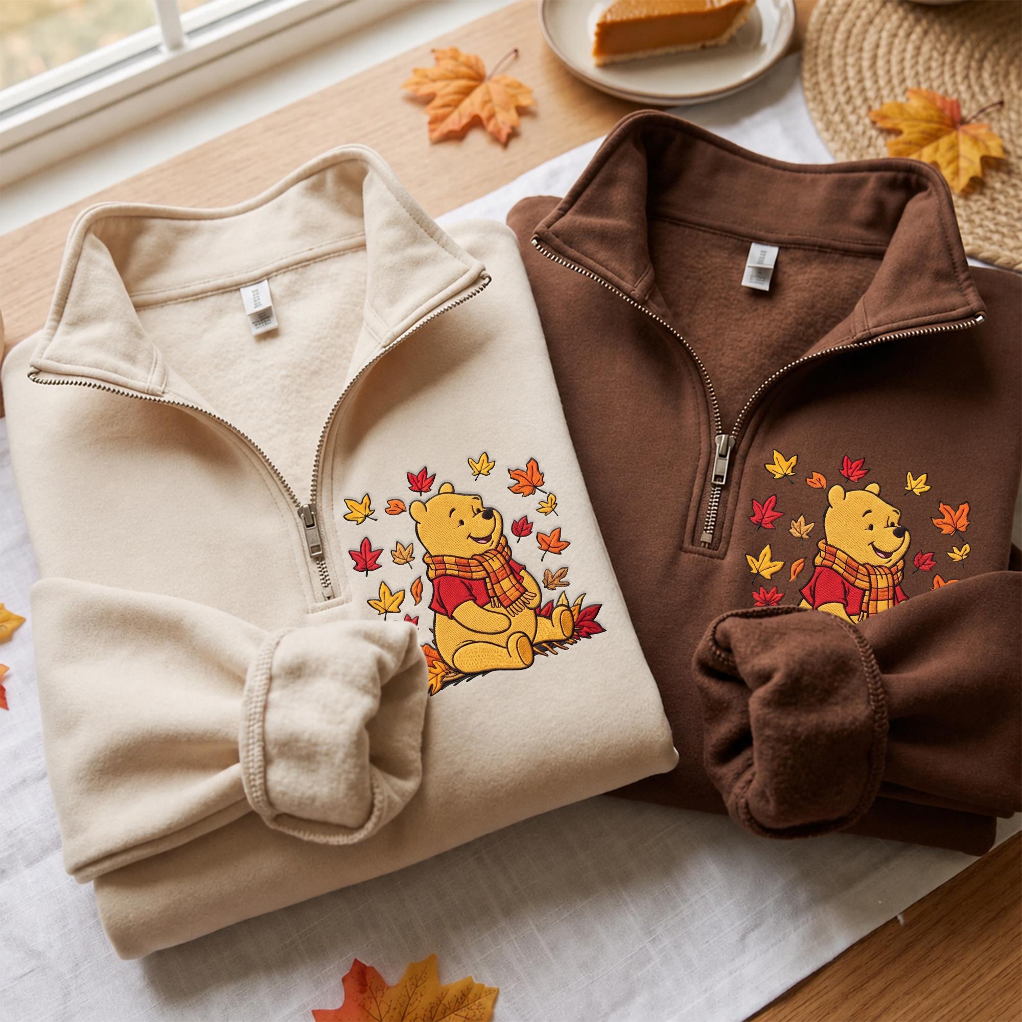 Embroidered Fall Pooh Bear Sweatshirt Hoodie with Winnie the Pooh Baby Tee and Disney Mom Quarter Zip for Autumn Disney Trip - photo 11