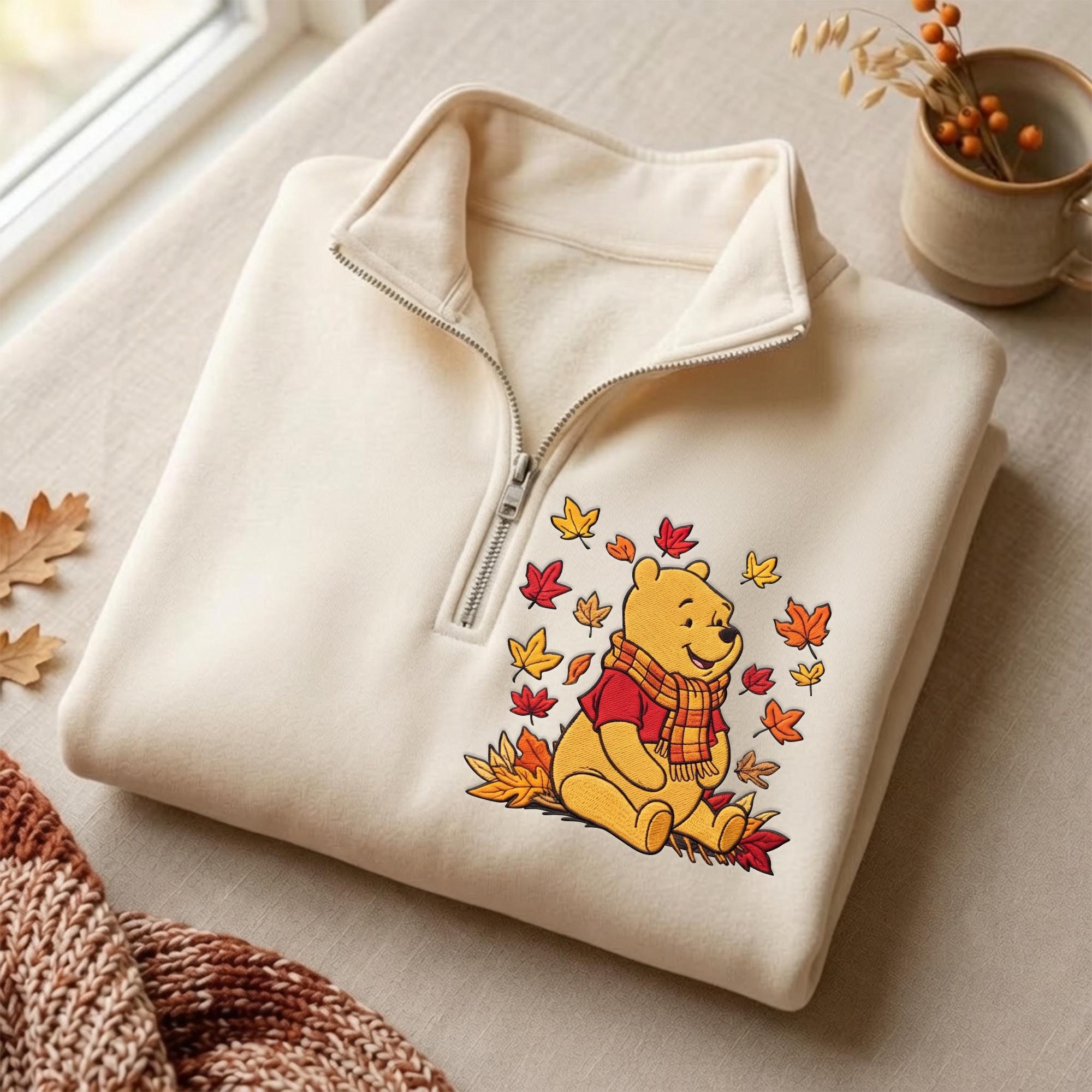 Embroidered Fall Pooh Bear Sweatshirt Hoodie with Winnie the Pooh Baby Tee and Disney Mom Quarter Zip for Autumn Disney Trip - photo 12