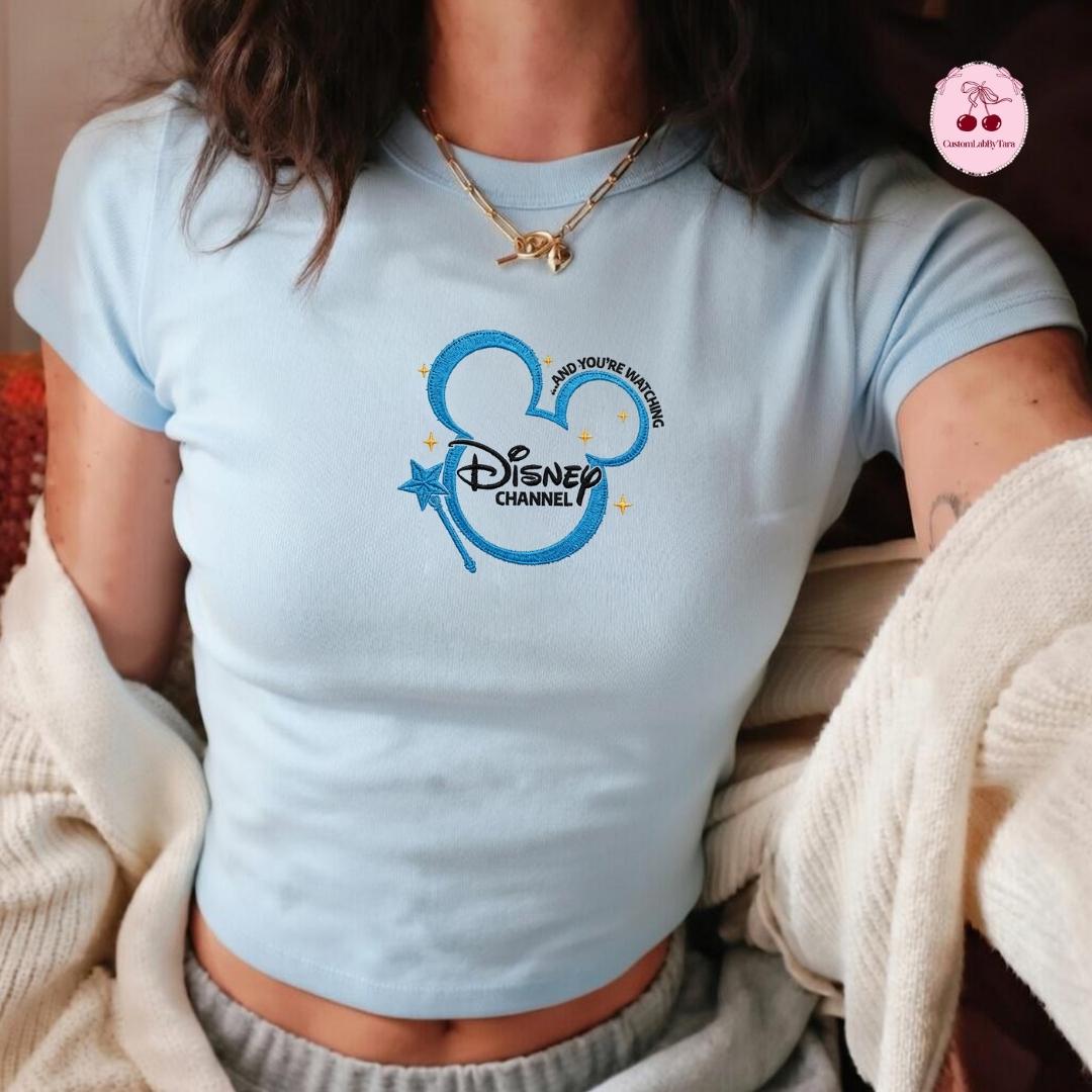 Embroidered Disney Channel Games Logo Lace Trim Tank Top with Classic Squad Mickey Ears Gaming Baby Tee Crop Top - photo 7