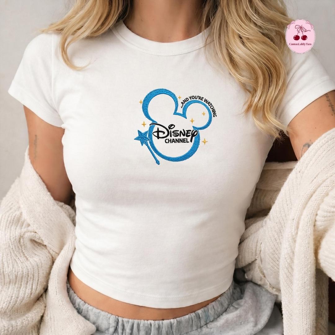 Embroidered Disney Channel Games Logo Lace Trim Tank Top with Classic Squad Mickey Ears Gaming Baby Tee Crop Top - photo 10