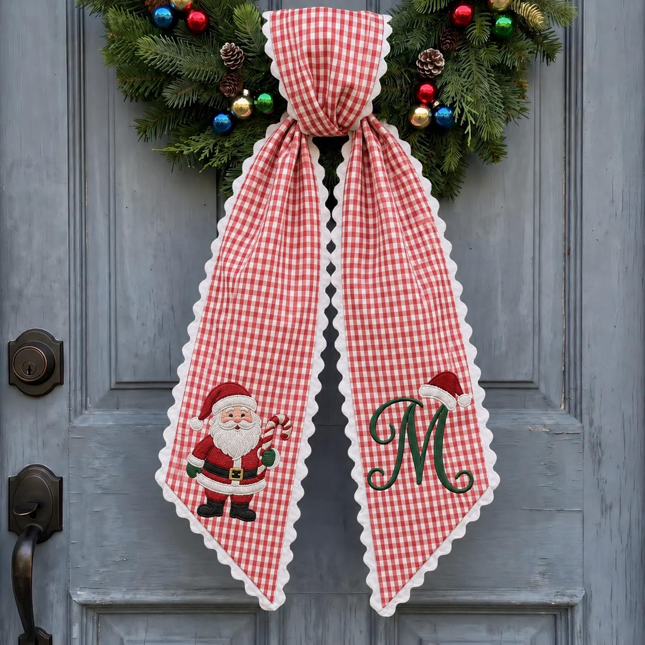 Personalized Custom Embroidery Monogram All Season Wreath Sash Bundle – Patriotic Fall Halloween and Christmas Front Door Decor Gift - photo 9